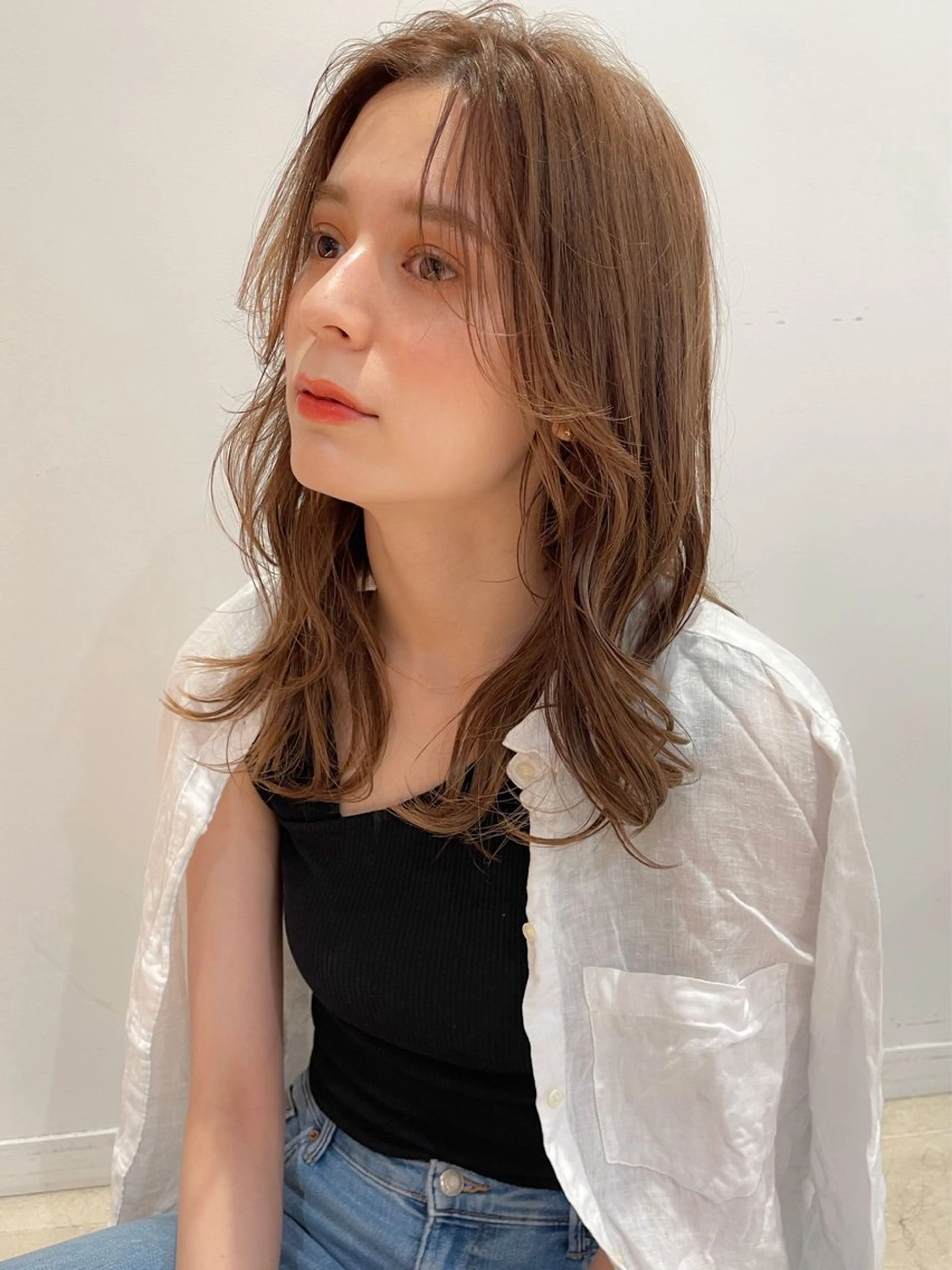 セミロング カラー パーマ ヘアアレンジ カット ヘアカラー トリートメント 髪質改善/韓国風 レイヤー/田村祐樹のヘアスタイル