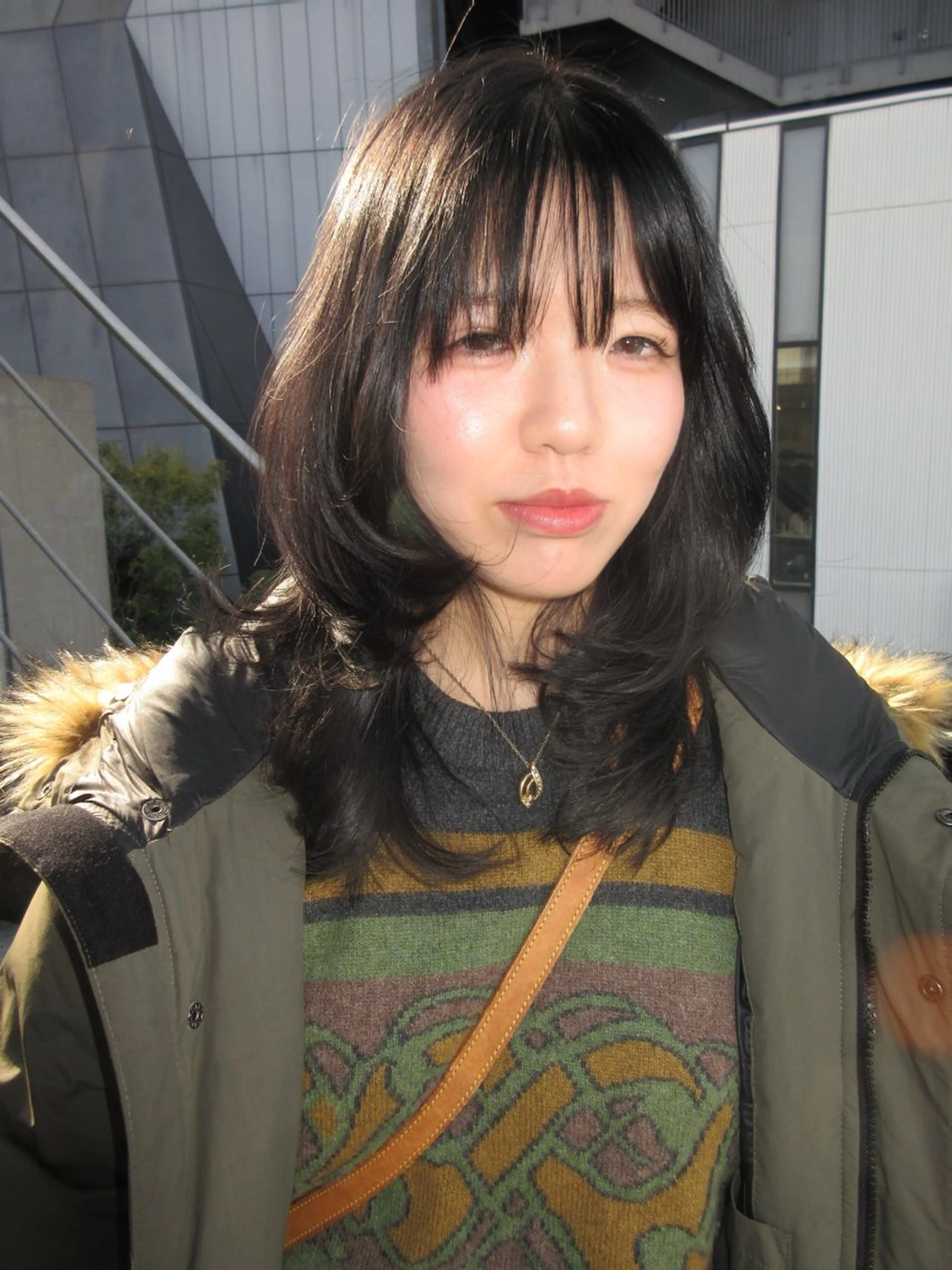 ミディアム ミディアムレイヤー アッシュ オレンジブラウン 顔まわりレイヤー ハッシュカット カット ヘアカラー レイヤーカット\ウル フ　chinatsuのヘアスタイル