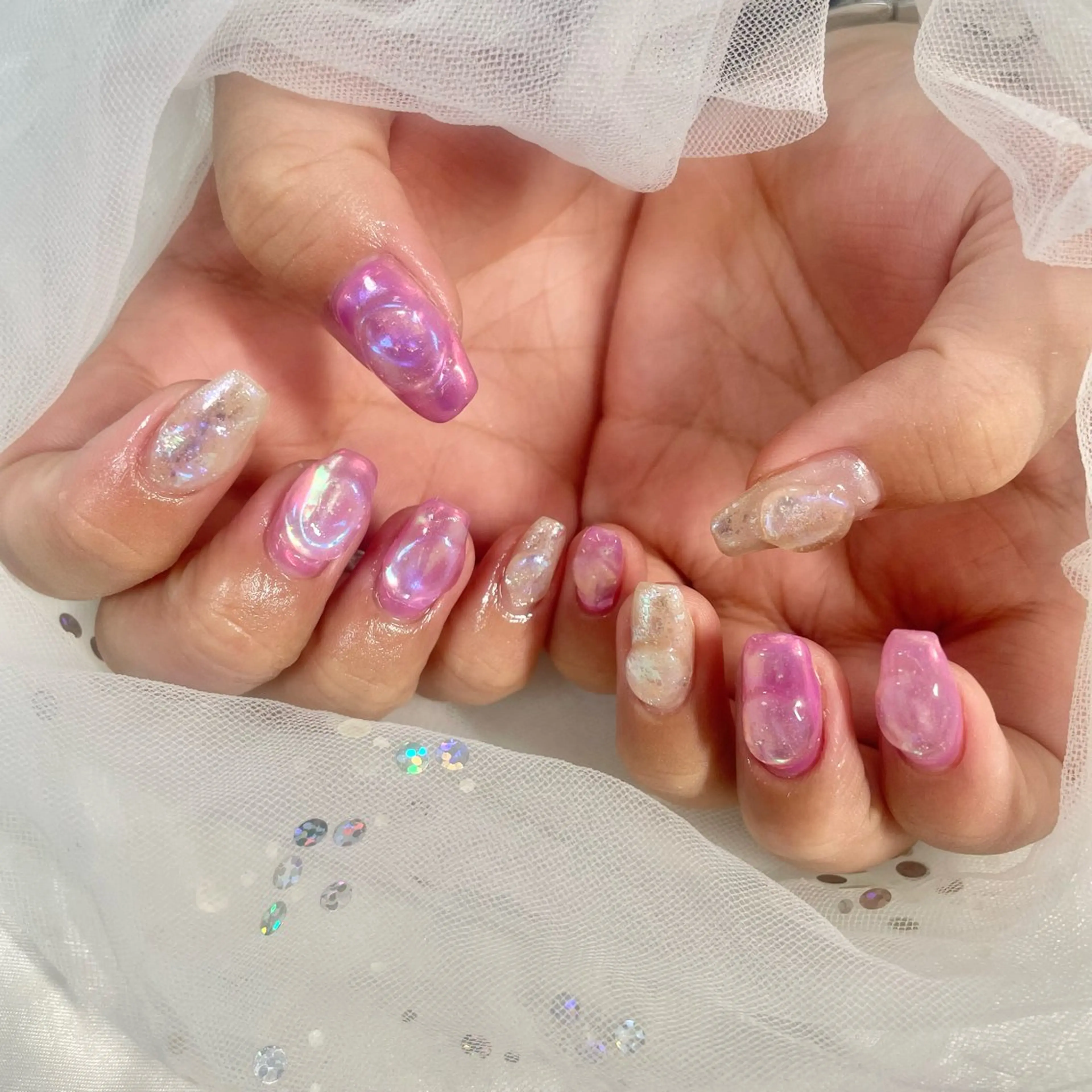 ネイル 氷ネイル・うるうるネイル 夏ネイル 🎀AYAKO 🎀中韓ネイルのネイルデザイン