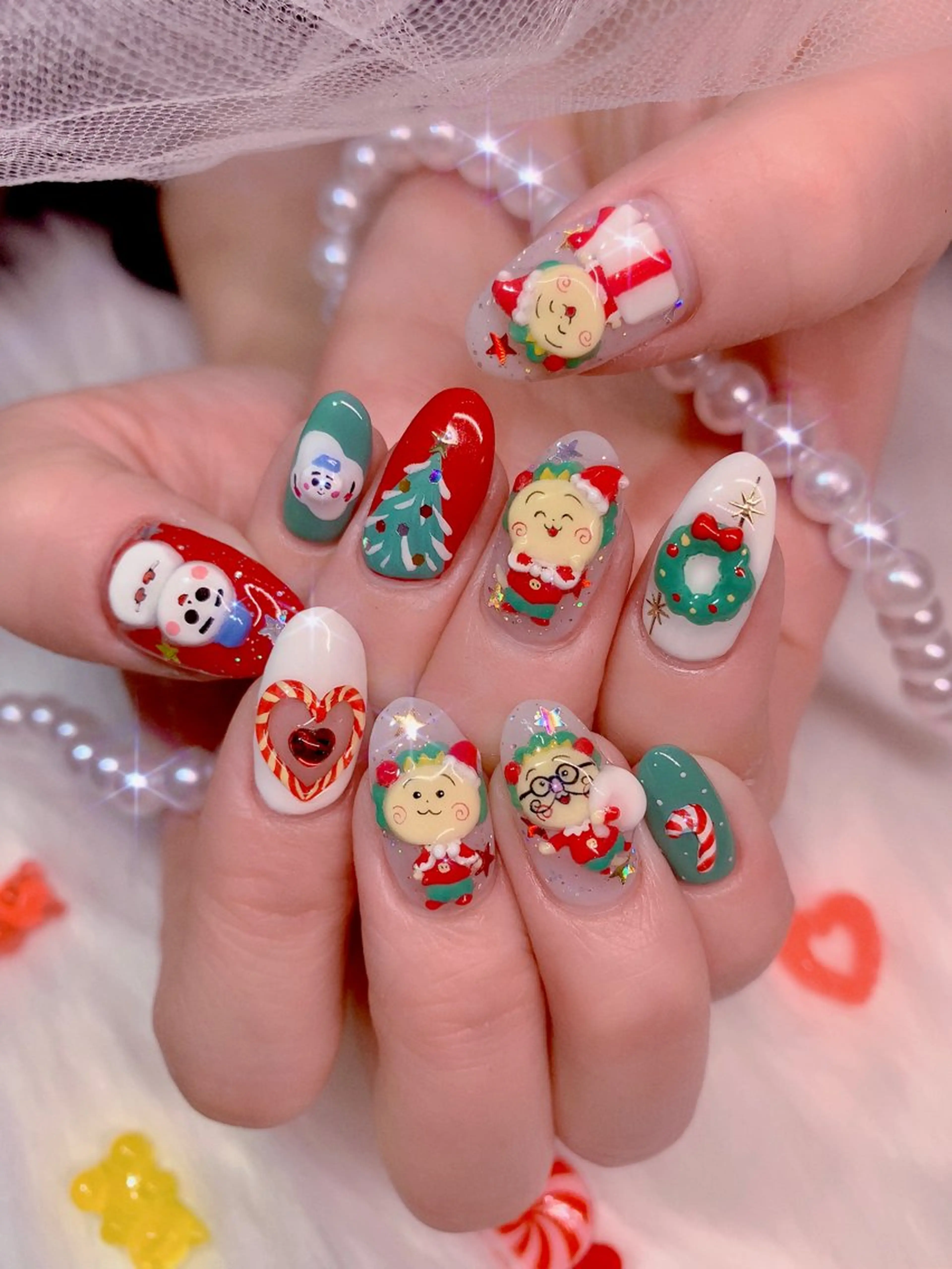 ネイル アートネイル キラキラネイル 韓国ネイル 持ち込み ぷっくりネイル シェアサロンLei.g(レイジー)所属・3Dアートネイル💗 都築レナのネイルデザイン