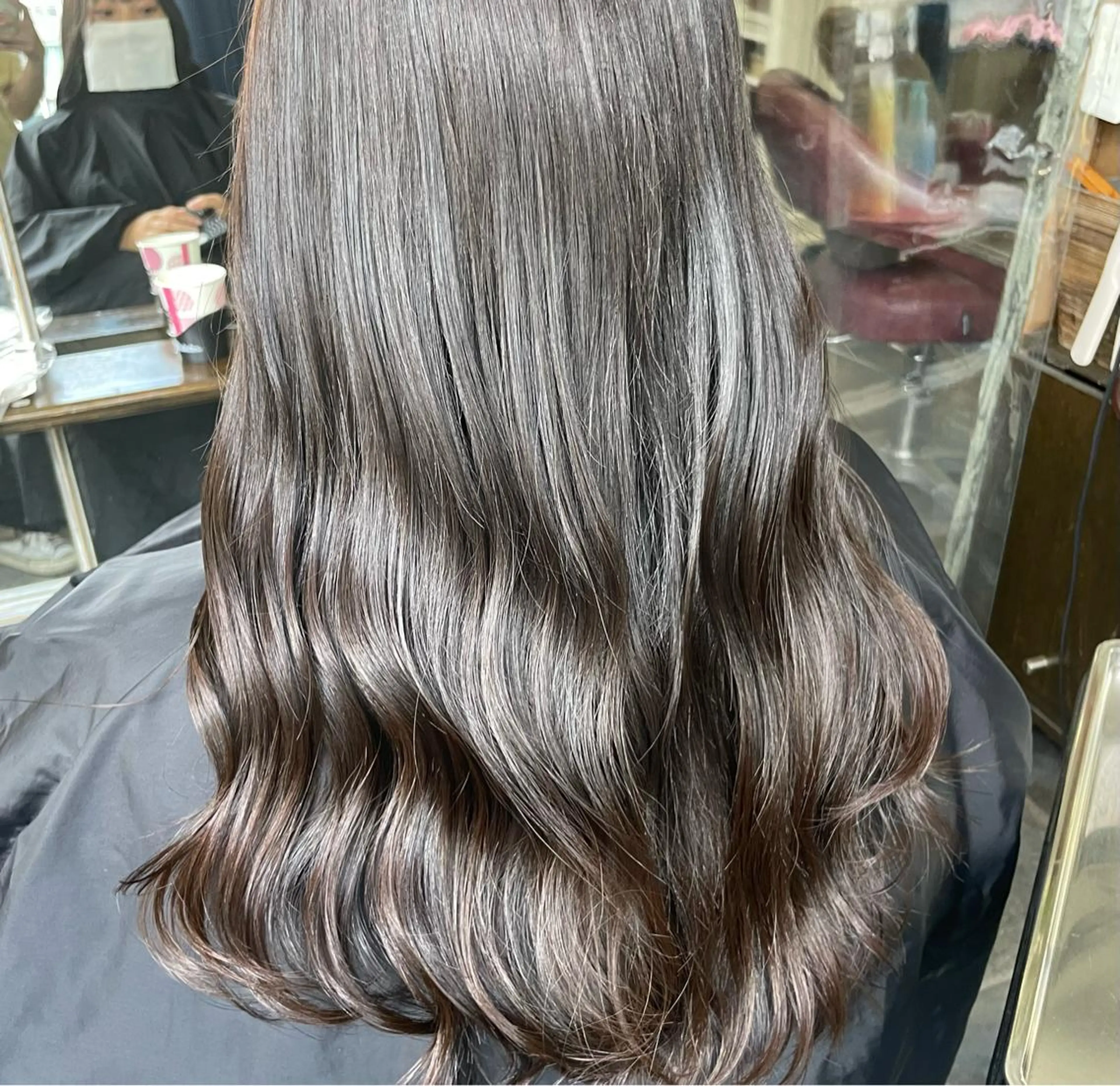 ロング カラー ヘアアレンジ ブラウンカラー 透明感カラー ヨシンモリ 韓国風ヘア オルチャンヘア モアメーム　ソエ所属・🌿美髪縮毛矯正 のプロ安川🌿のヘアスタイル