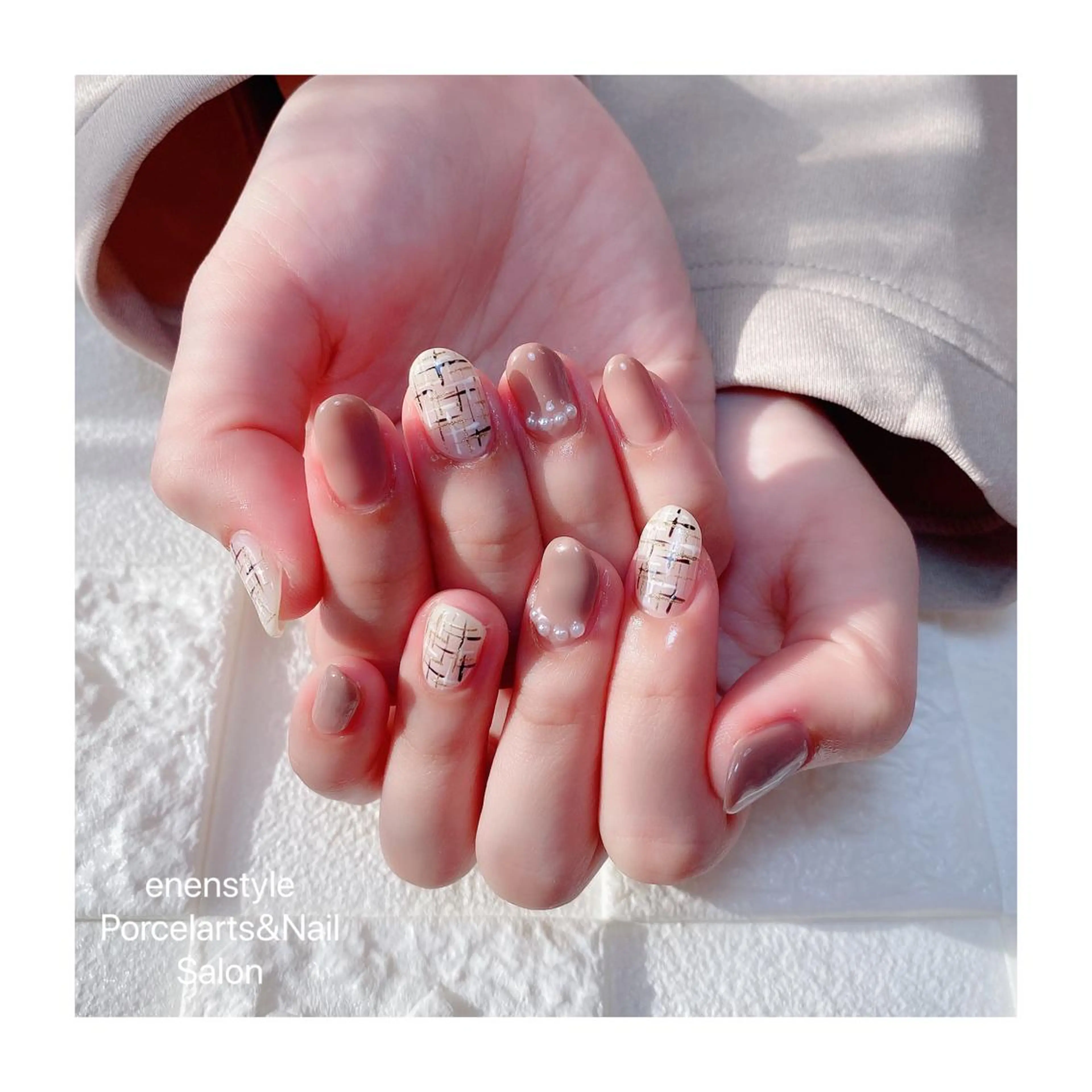 ミディアム ヘアアレンジ ネイル ハンドネイル 👑enen style👑のネイルデザイン