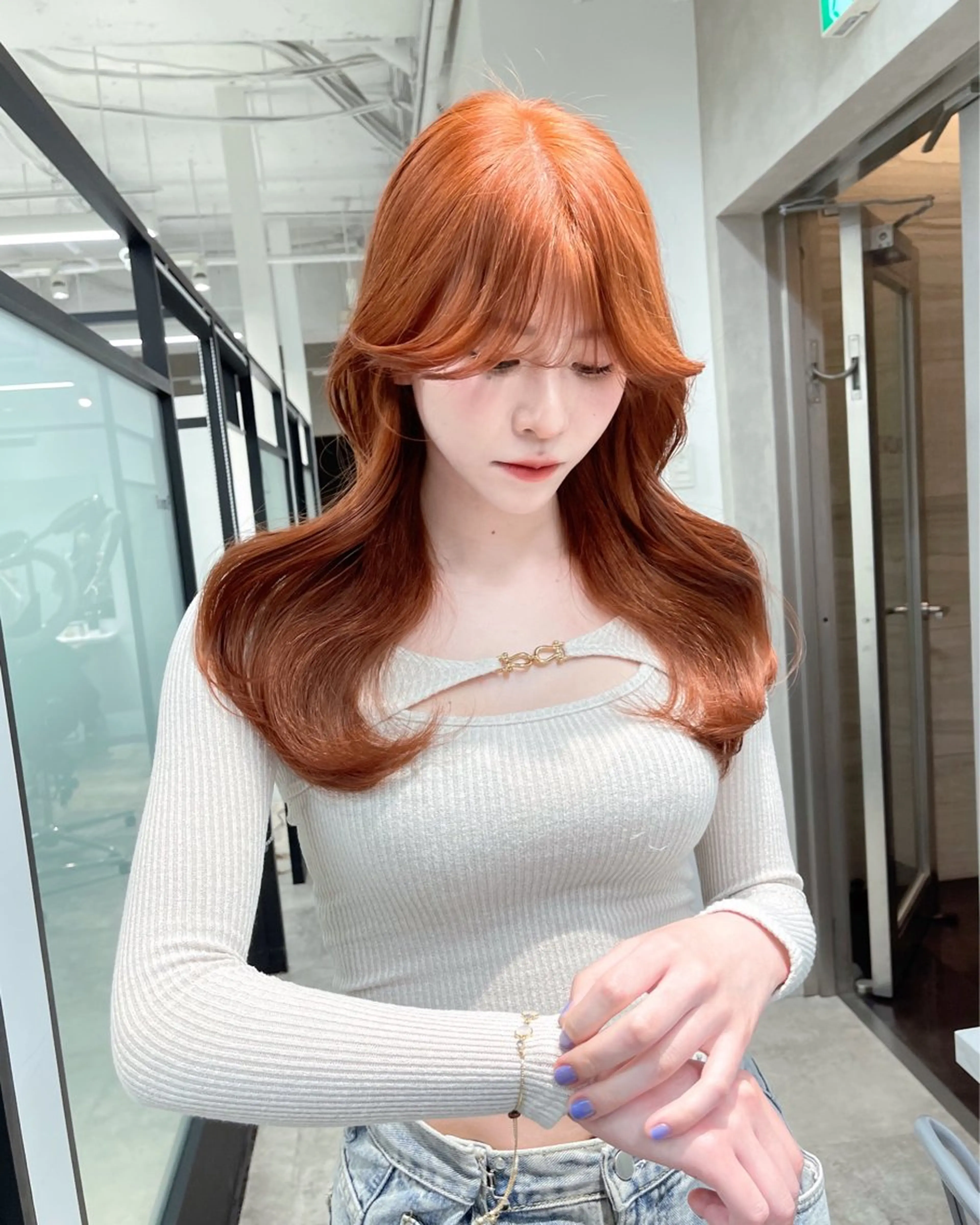 ロング 韓国風ヘア レイヤーカット カット ヘアカラー トリートメント 韓国レイヤーカット 髪質改善▫️水野有真のヘアスタイル