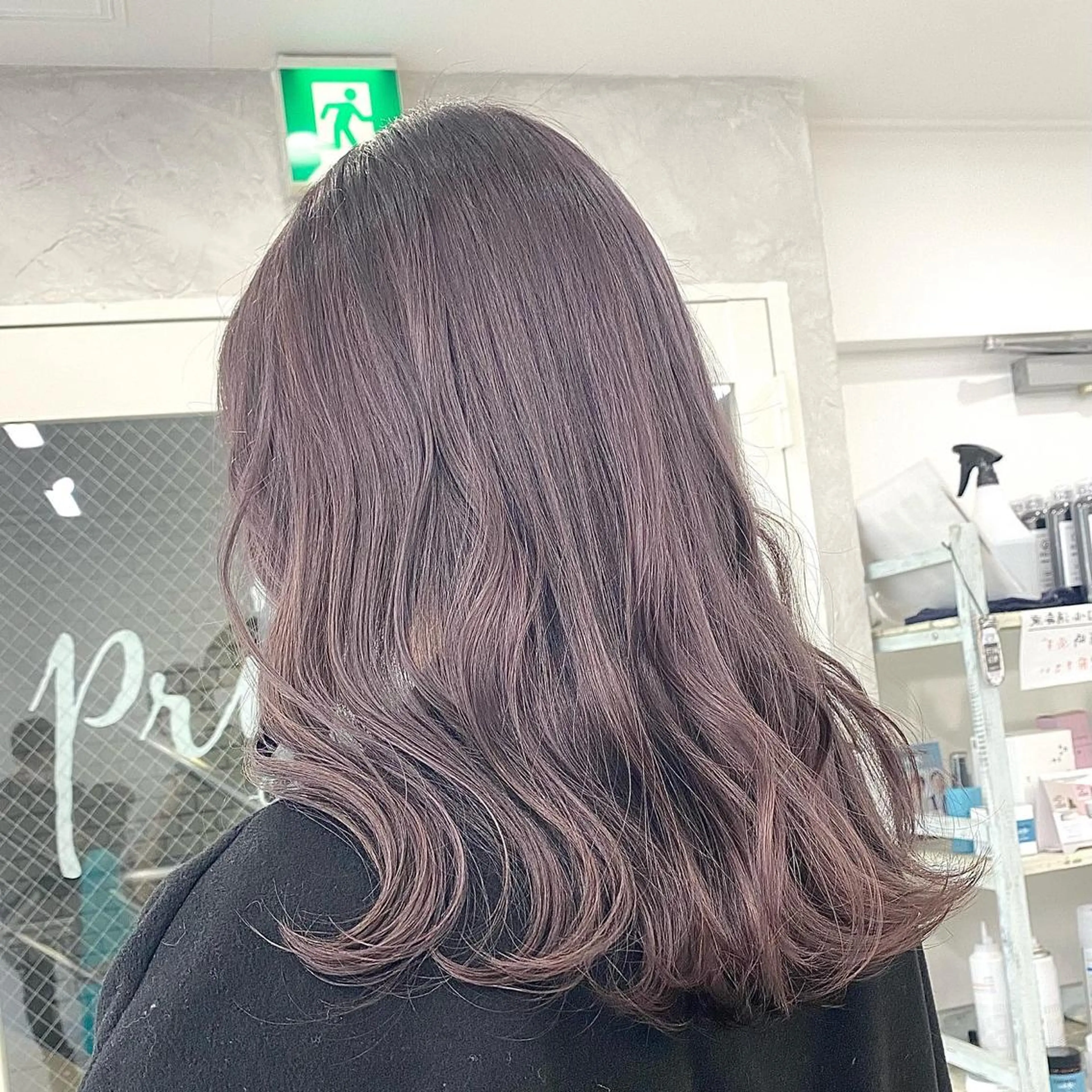 ロング カラー バレイヤージュ ミストバング ベージュカラー 黒髪 ブリーチ 脱！黒髪 ダブルカラー【上野】のヘアスタイル