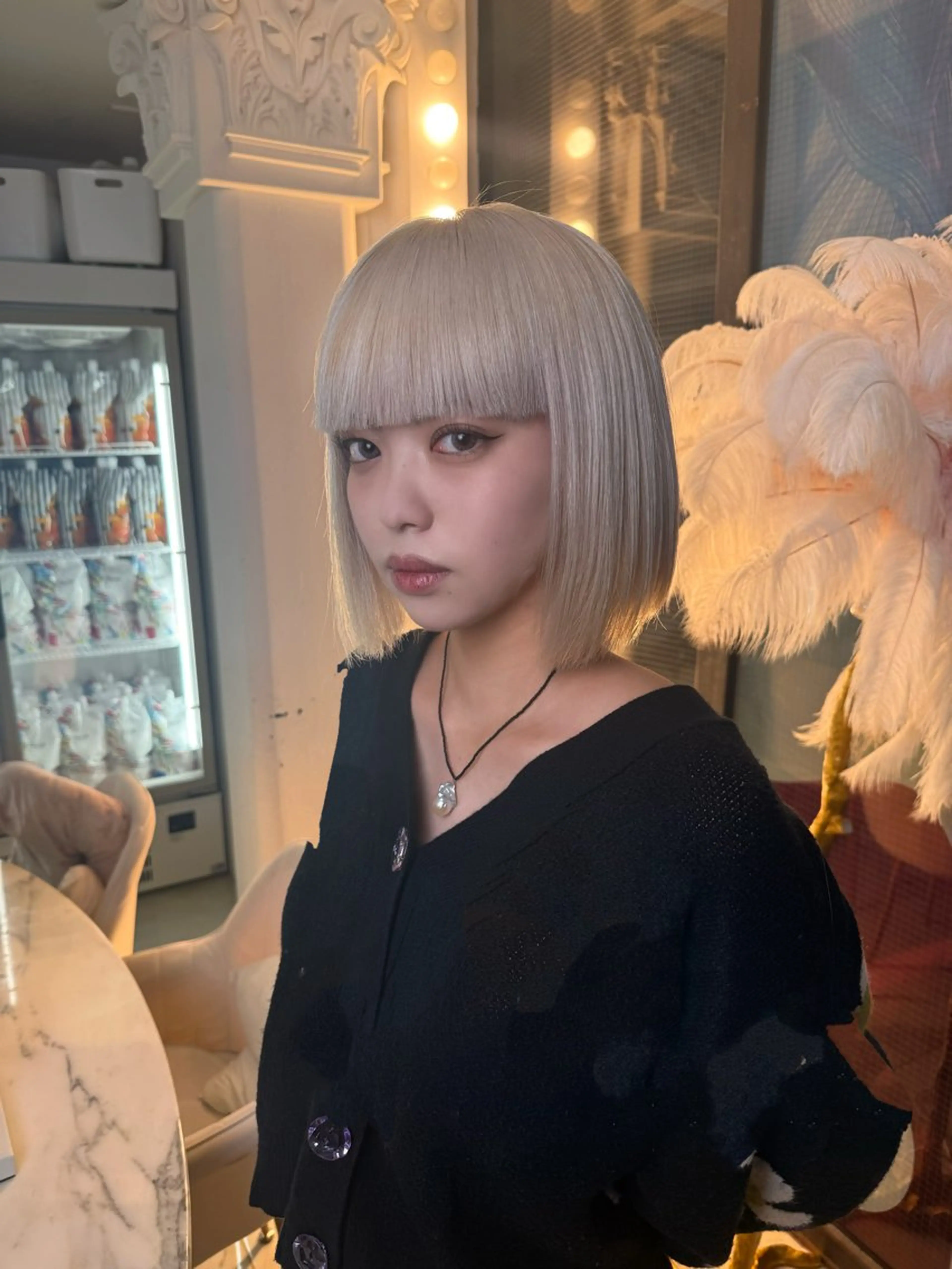 ショート カラー ブリーチ ヘアカラー トリートメント ヘッドスパ ヘアセット HARUNA/原宿/ デザイン/カットのヘアスタイル