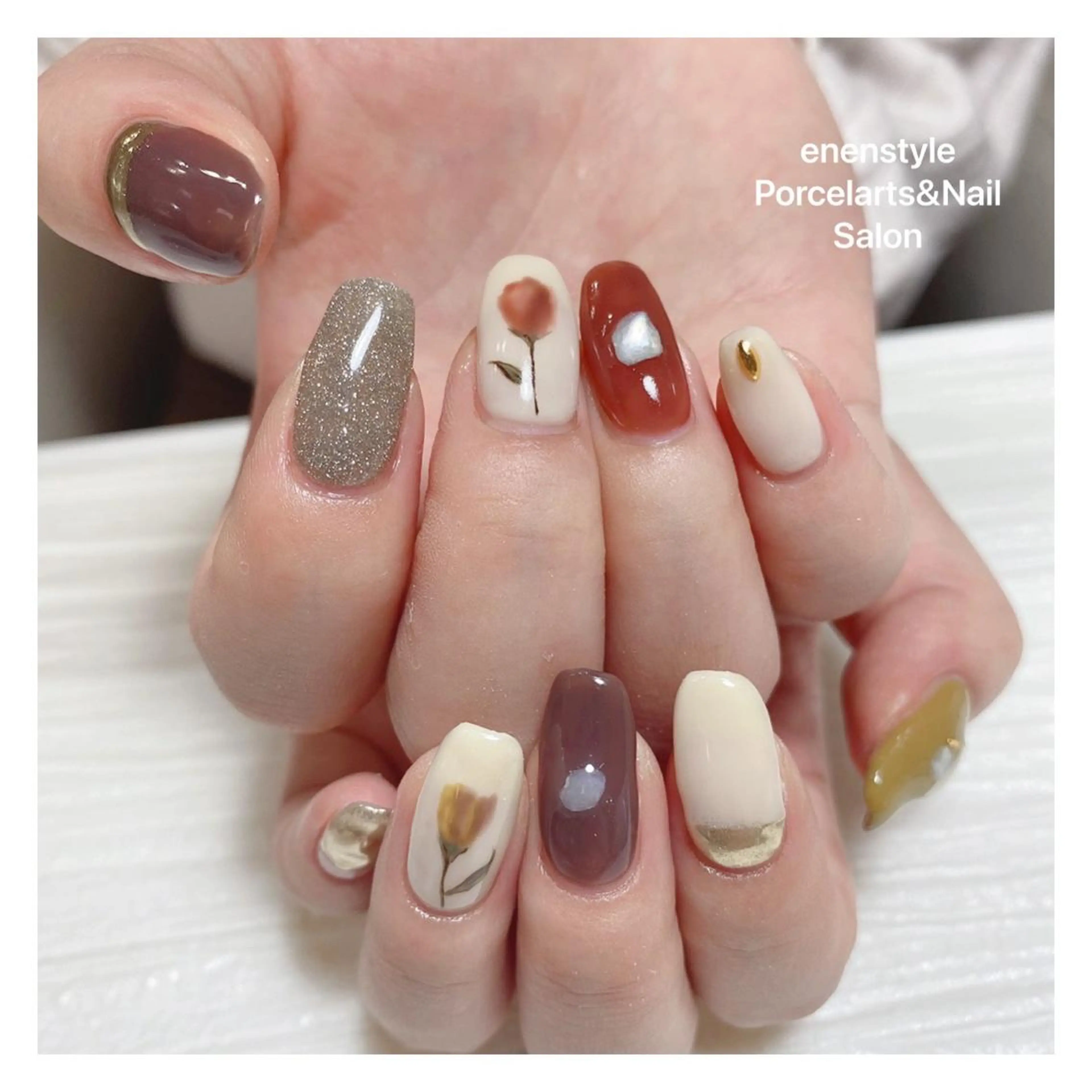 ミディアム ネイル ハンドネイル 👑enen style👑のネイルデザイン