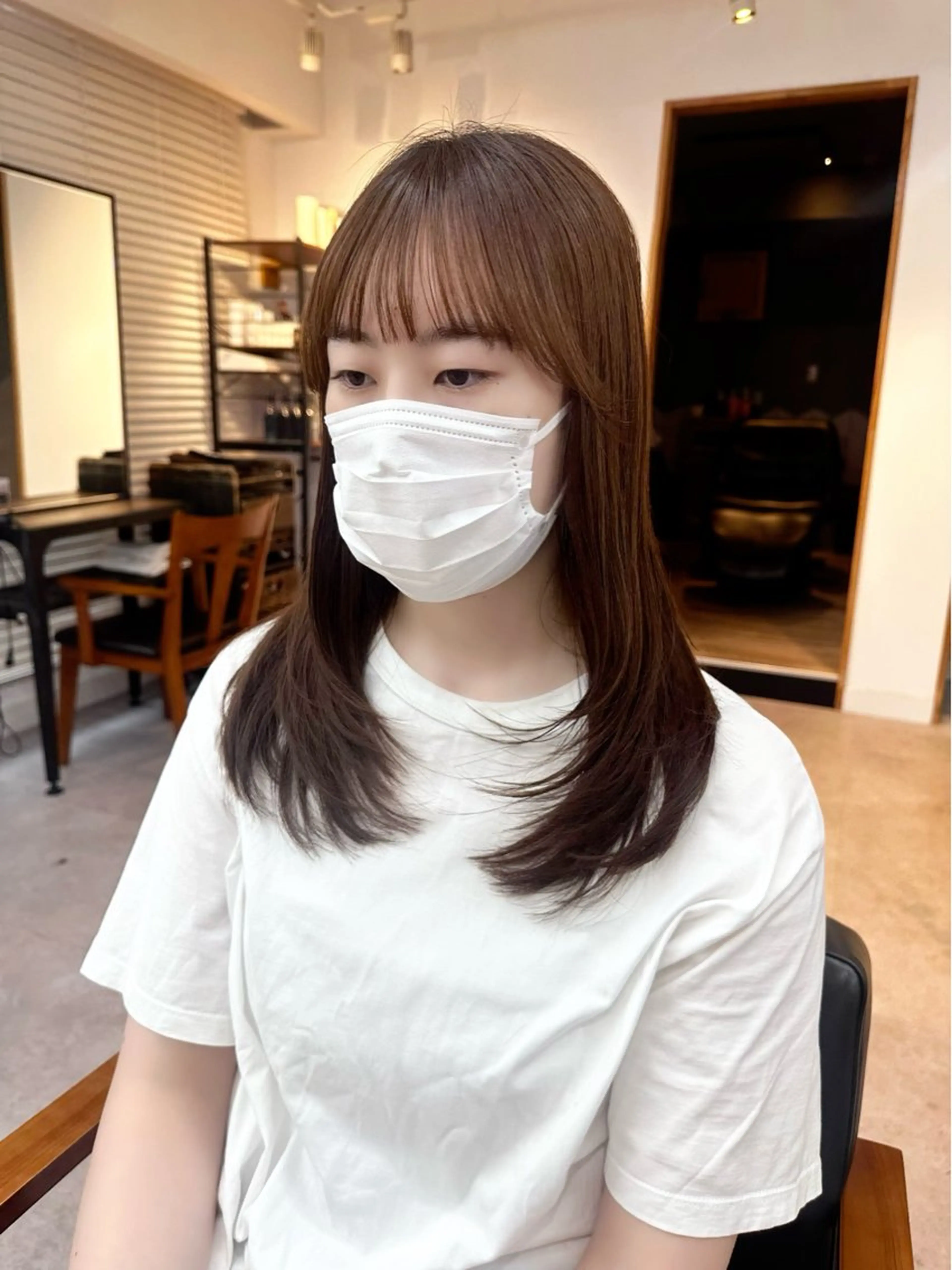 ミディアム カラー パーマ ヘアアレンジ メンズ キッズ レイヤーカット／顔周 りカット/縮毛矯正のヘアスタイル