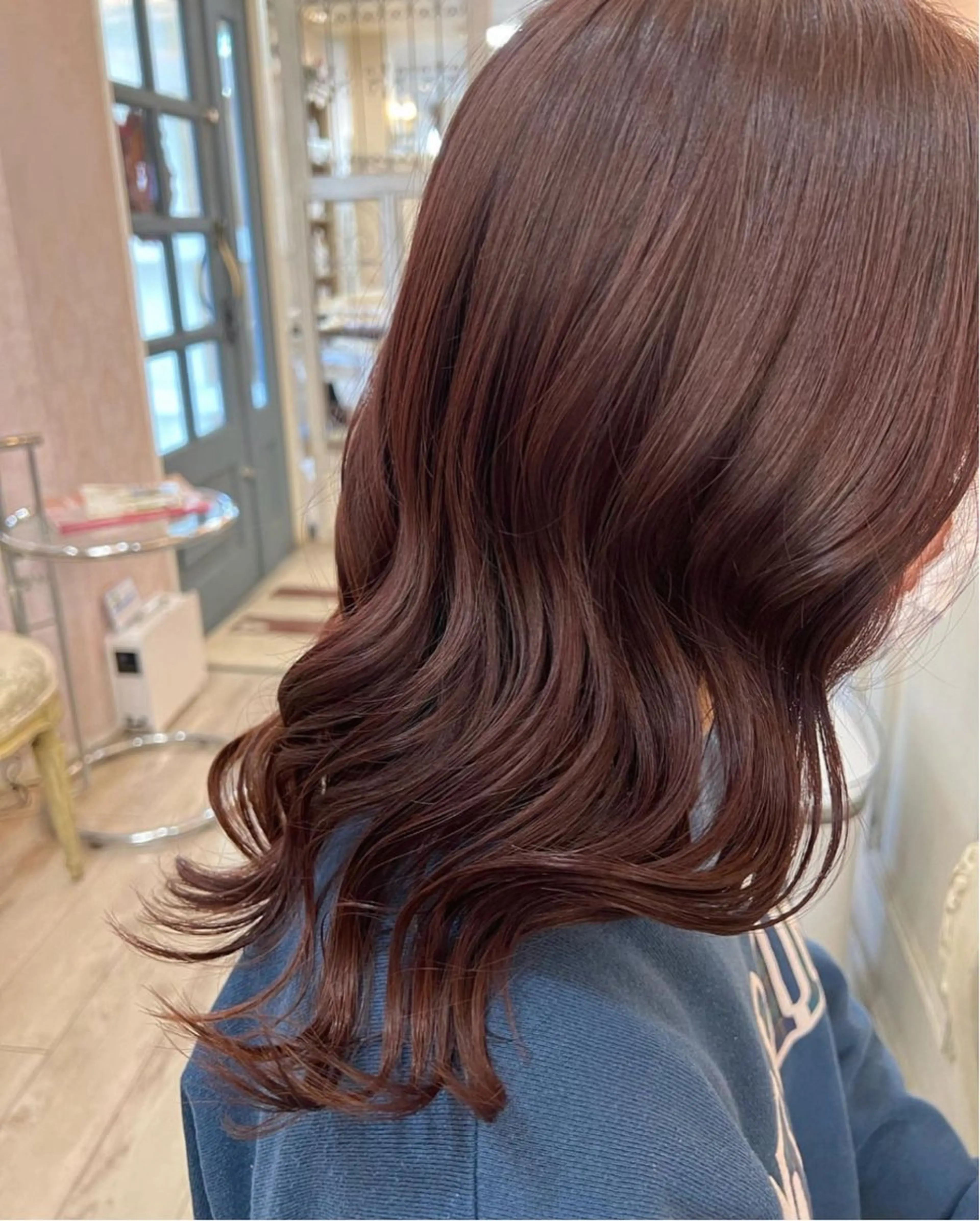 ロング カラー ブリーチ ブリーチなしカラー ピンクカラー 杉山 七海のヘアスタイル