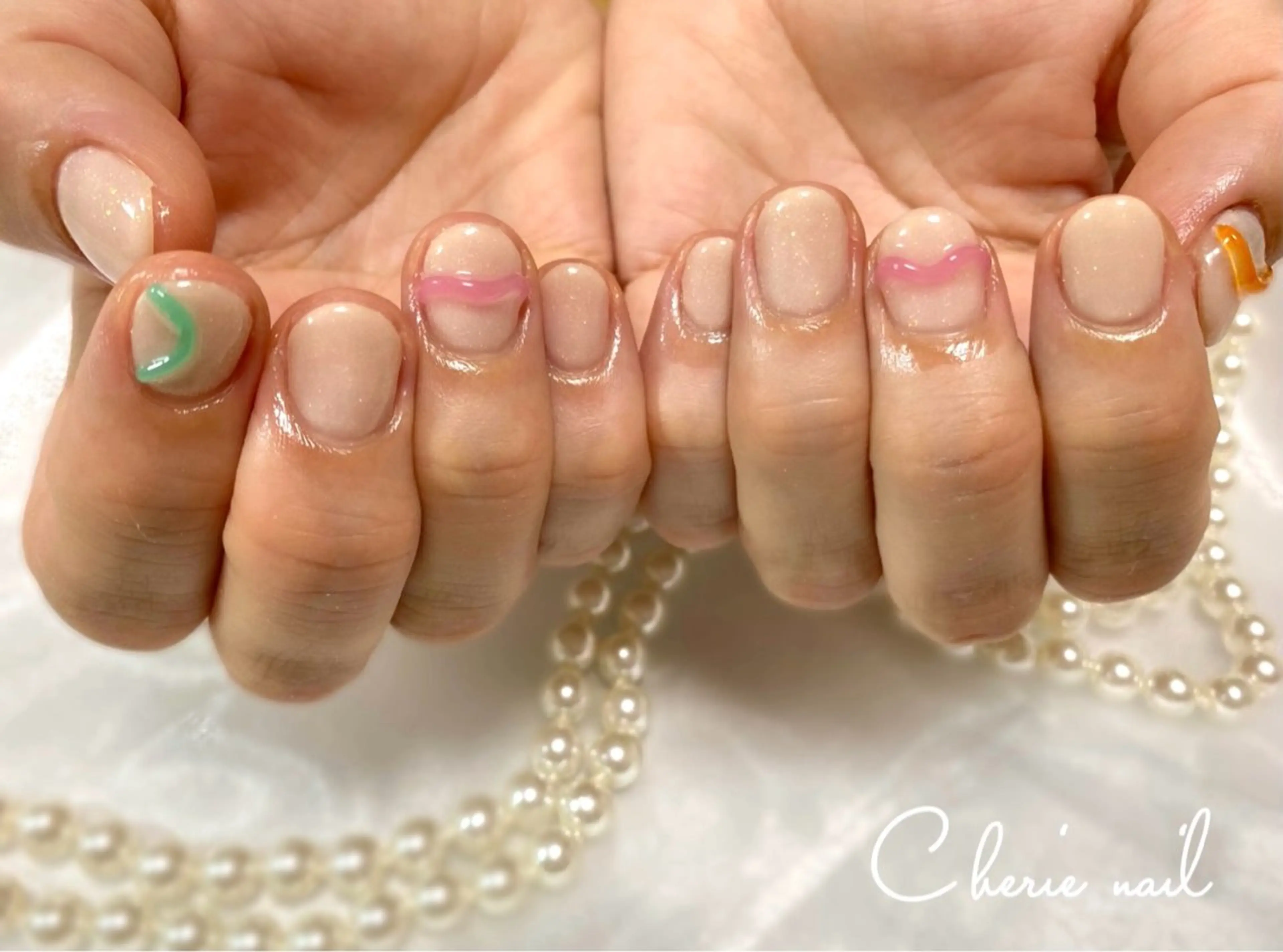 ネイル アートネイル クリアネイル ジェルネイル オフィスネイル ぷっくりネイル ハンドネイル Cherienail yunaのネイルデザイン