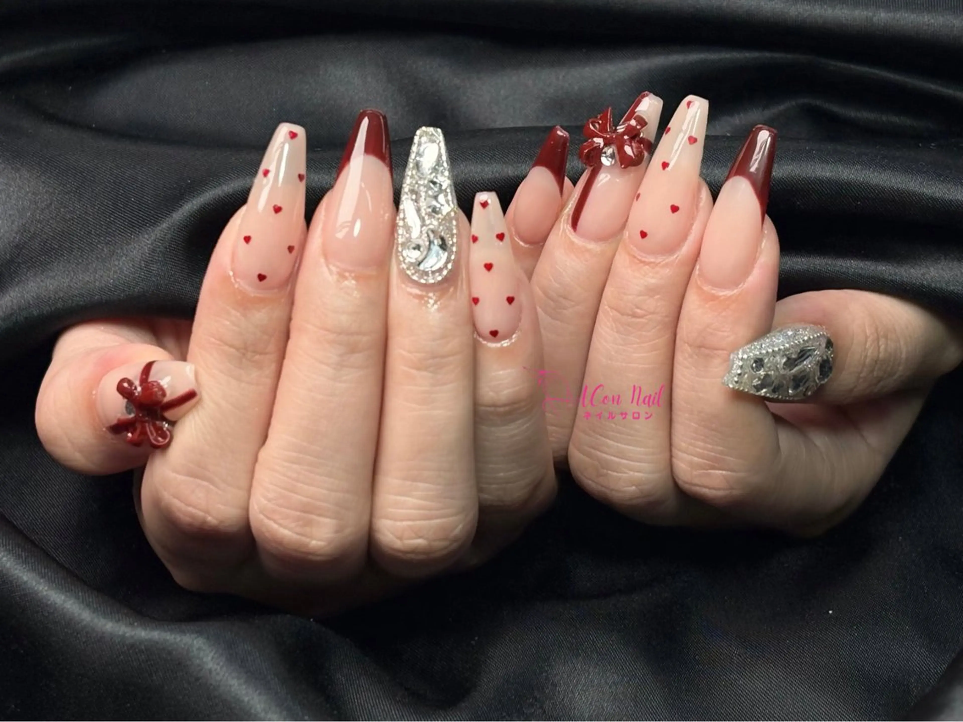 ネイル 桜ネイル 長さ出し フラワーネイル フレンチネイル ジェルネイル ハンドネイル ACon NailSalonのネイルデザイン