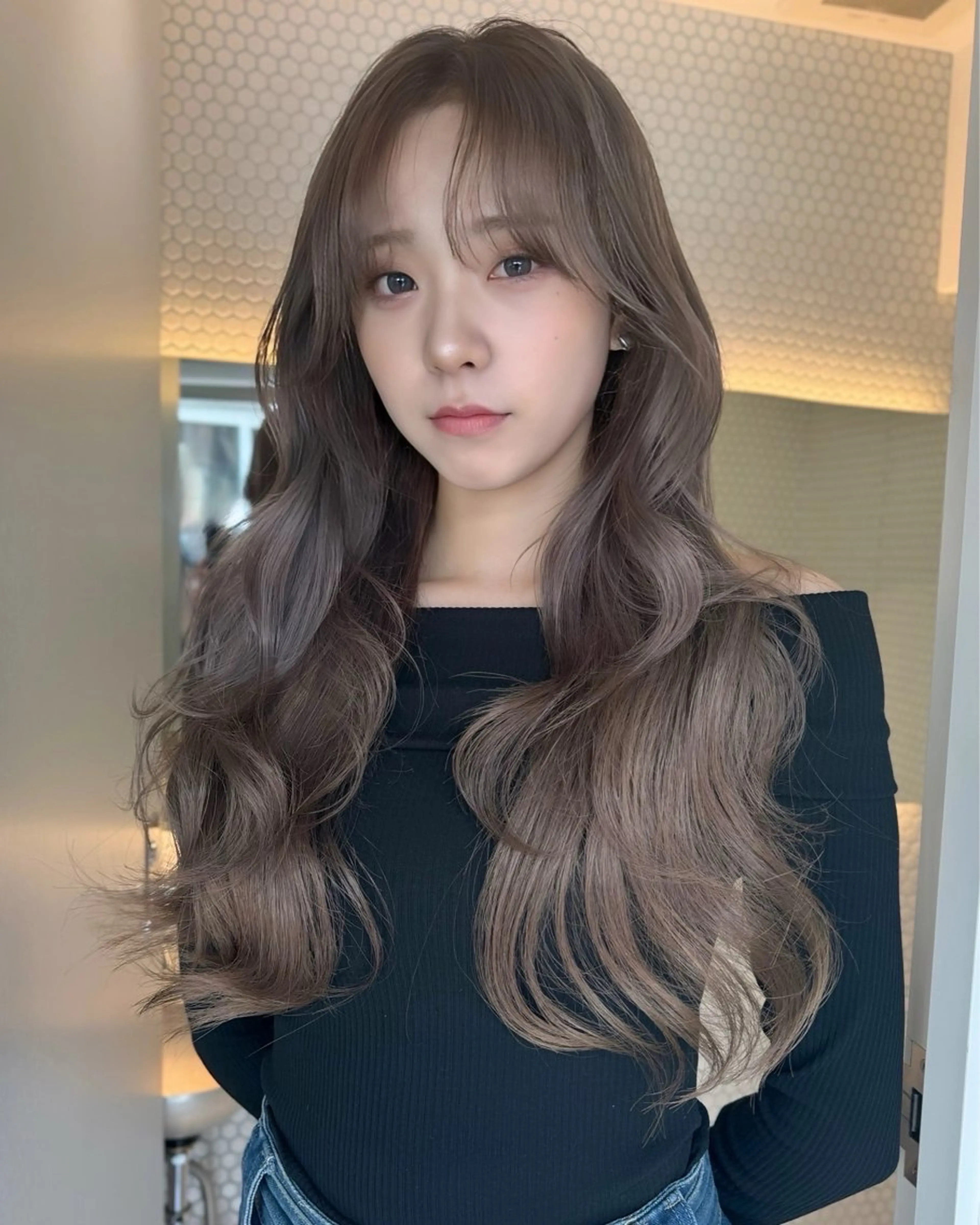 セミロング 韓国風ヘア レイヤーカット ハイライト🌟/ ボブ/豊田のヘアスタイル