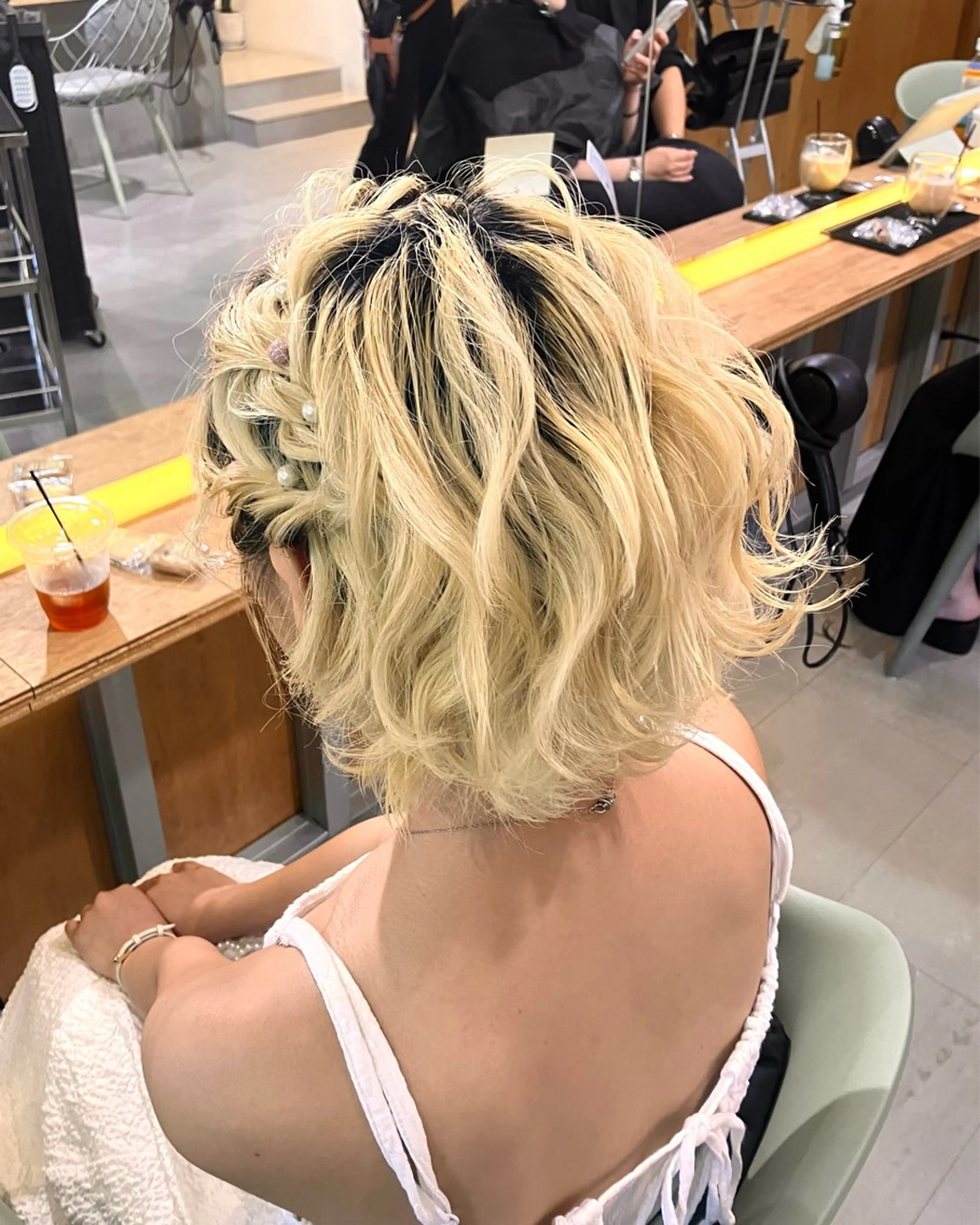 ショート ヘアアレンジ ハーフアップ 髪質改善/艶髪/矯正 ヘアアレンジ/西梅田のヘアスタイル
