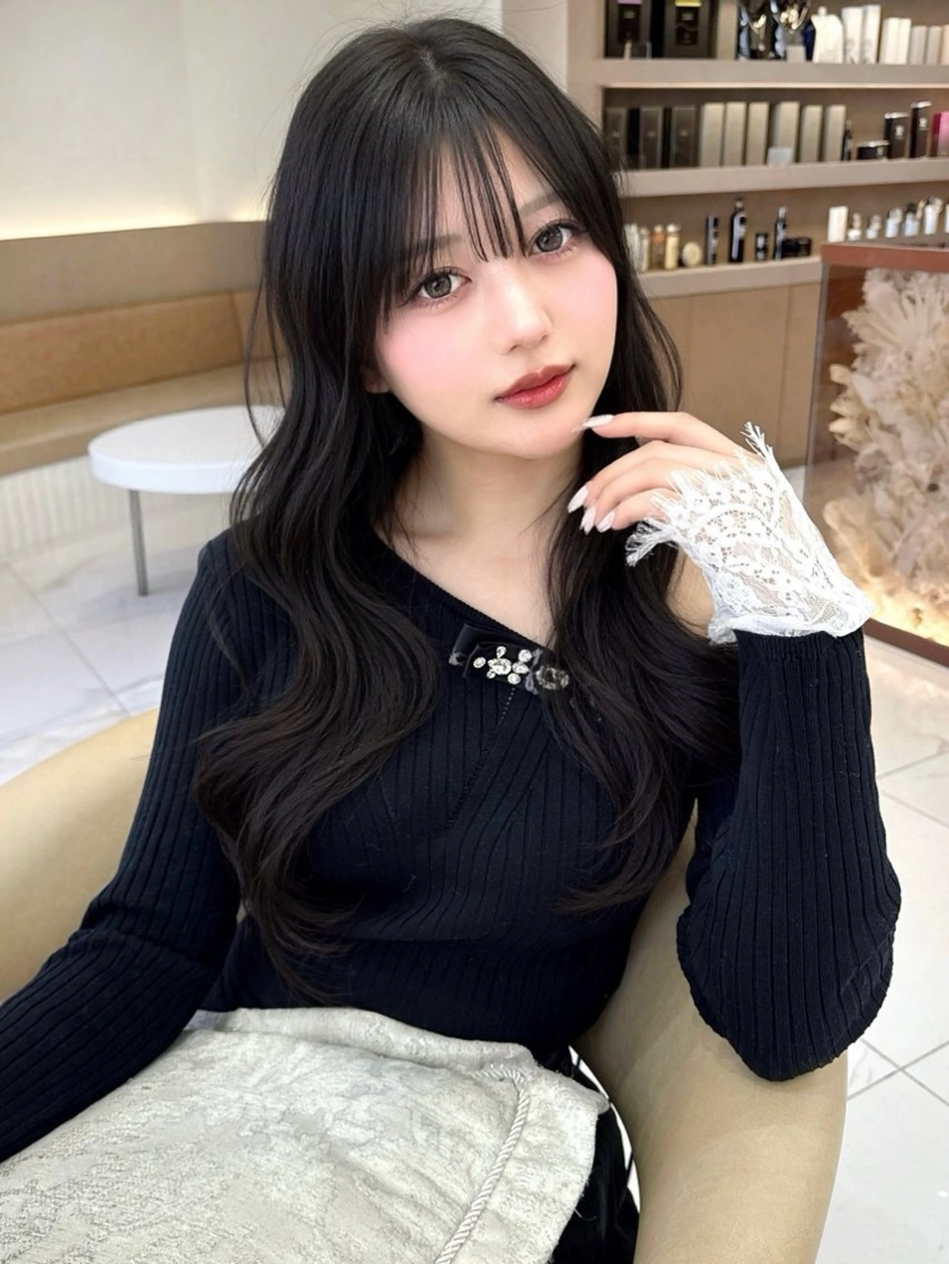 ミディアム カラー カット ヘアカラー 木屋元一/透明感 /前髪/ショートボブのヘアスタイル