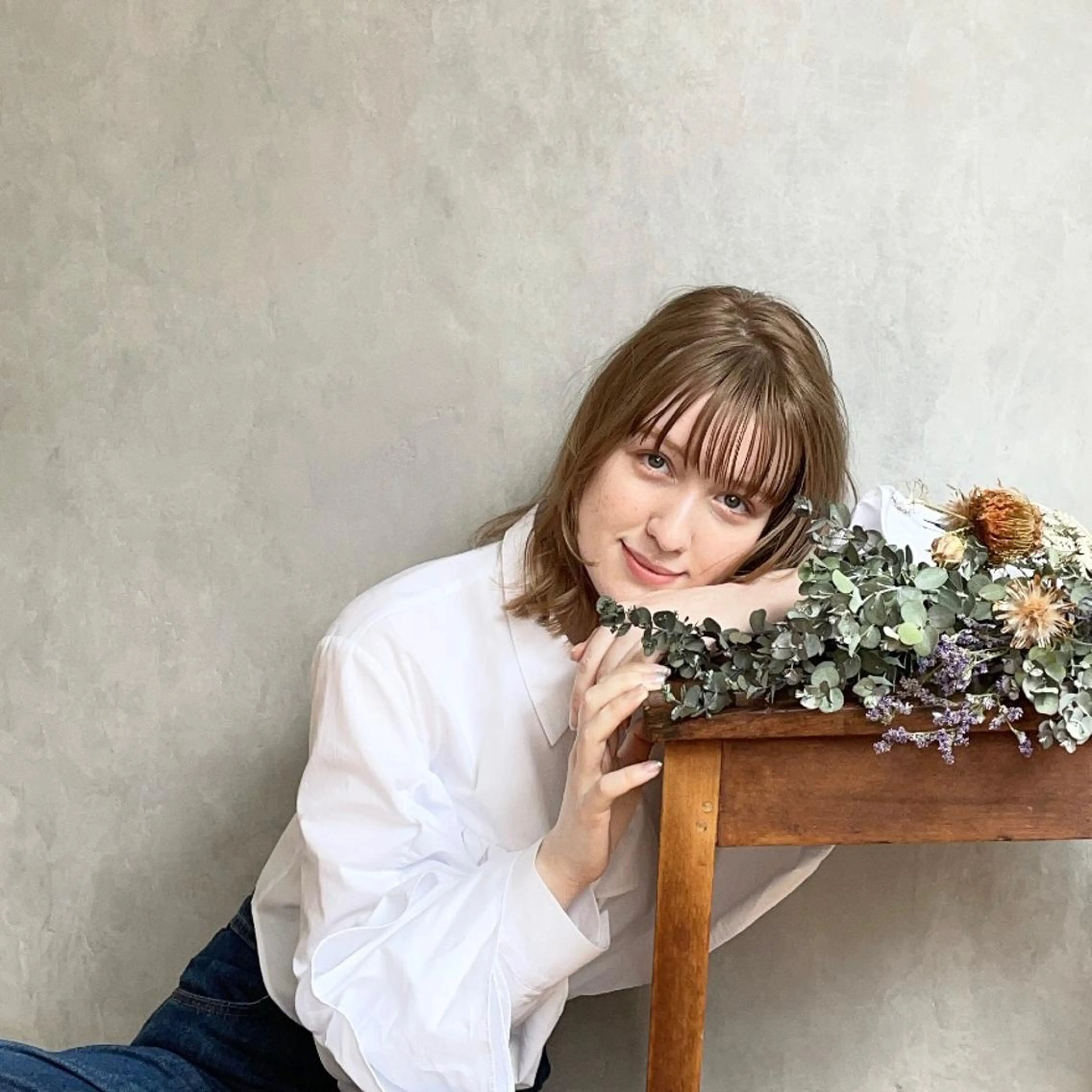 ミディアム カラー ヘアアレンジ 【完全個室】髪質改善 暖色カラー/山崎唯奈のヘアスタイル