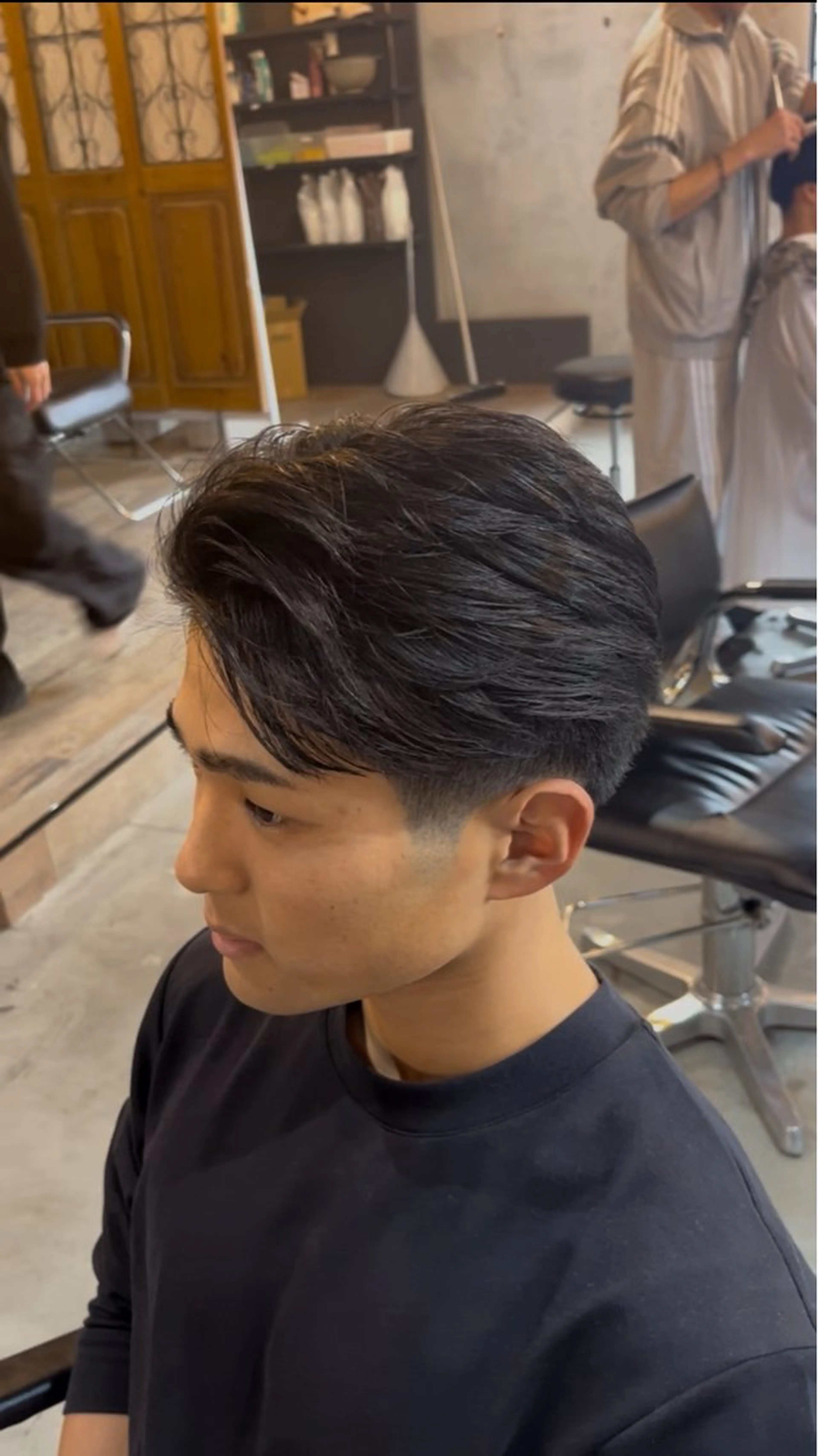 ショート パーマ メンズ フェードカット カット パーマ 海外風メンズ🇺🇸 💈N.Yuto💈のヘアスタイル
