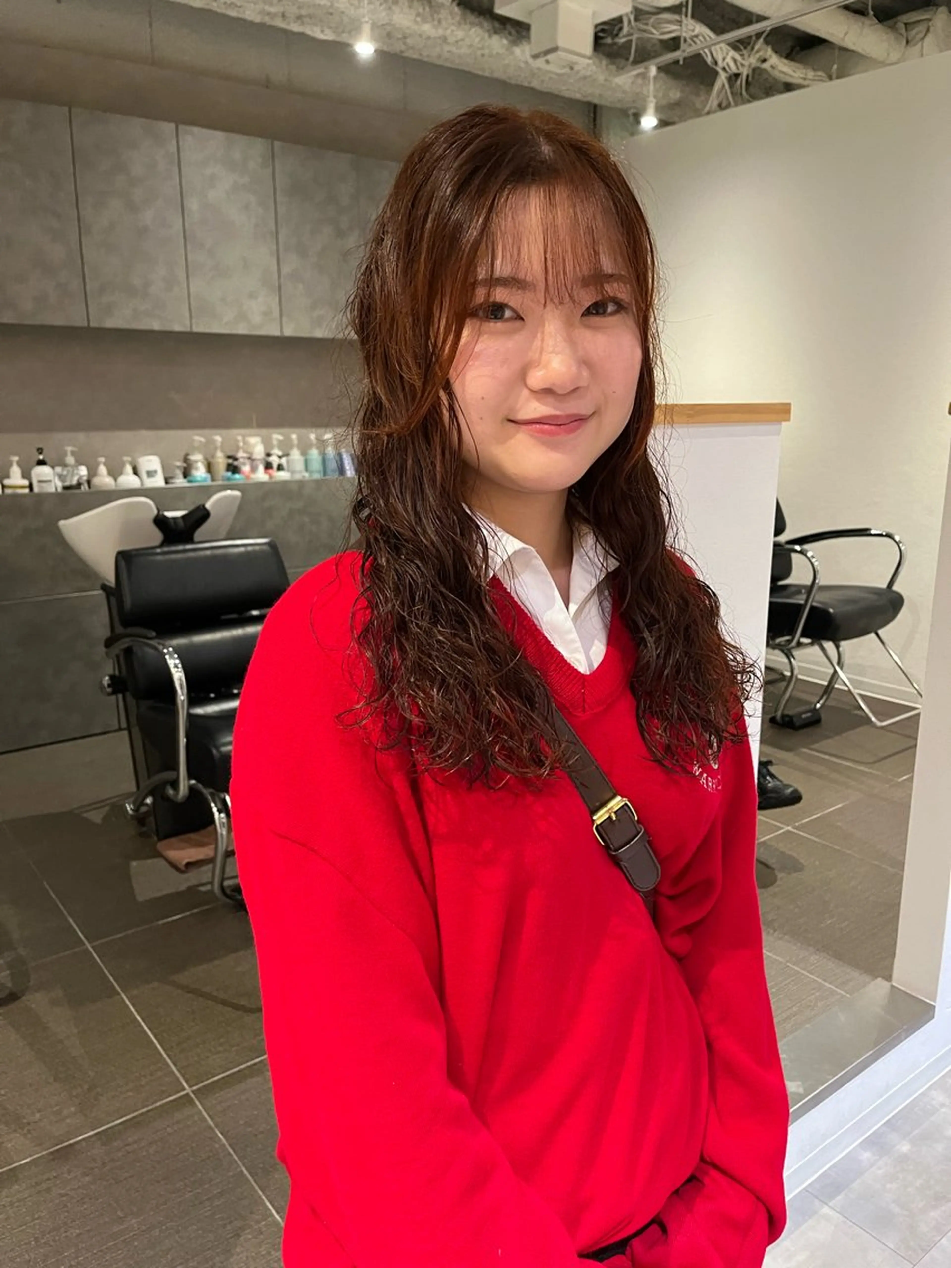 ロング カラー パーマ ブラウンカラー オレンジ オレンジブラウン ロング カット ヘアカラー パーマ ショート/パーマ/ カラー/FUKOのヘアスタイル