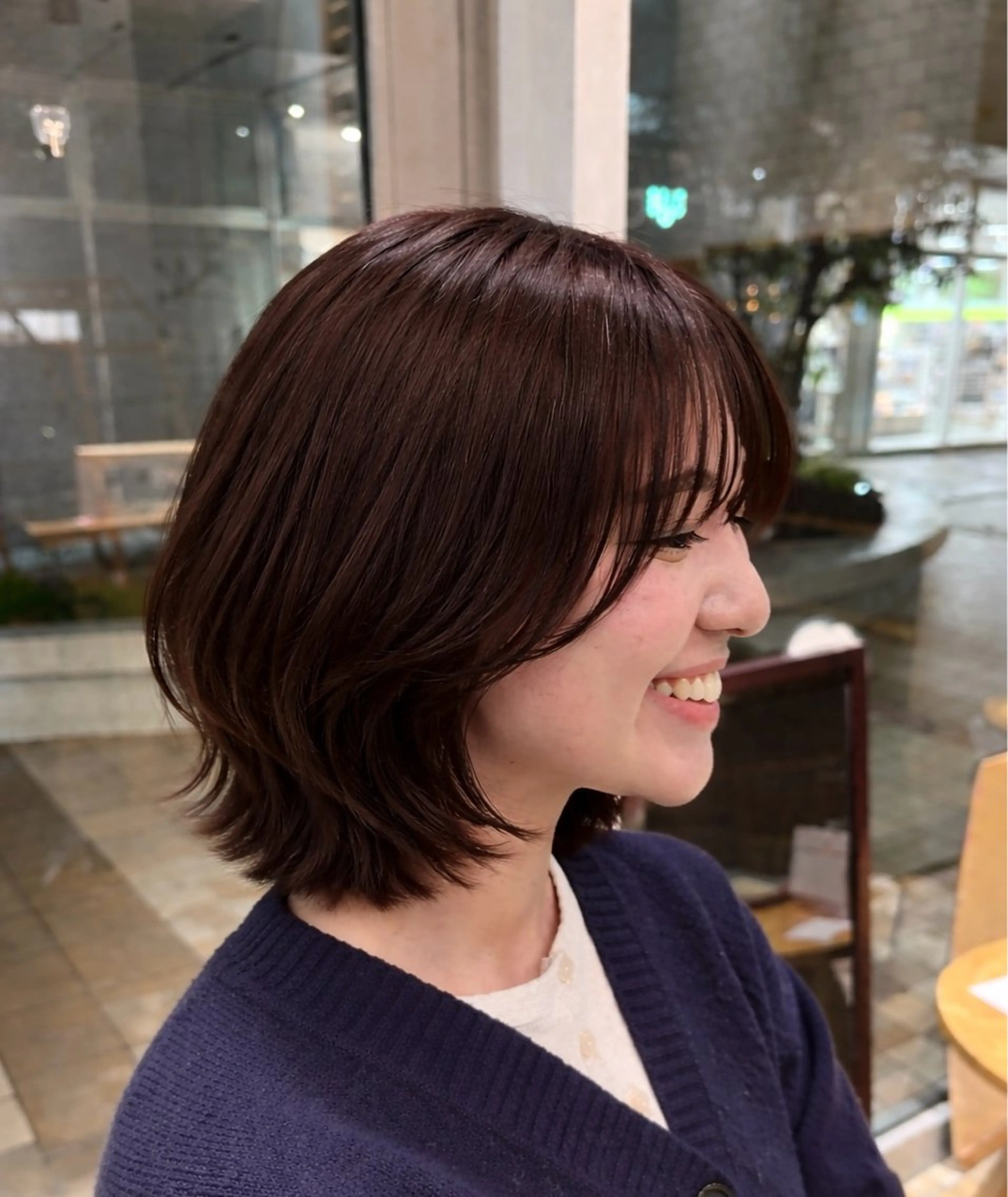 ミディアム ボブ くびれヘア レイヤーカット 似合わせカット 外ハネヘア カット ヘアカラー ☆Lolonois 森ノ宮《KOKU》☆のヘアスタイル