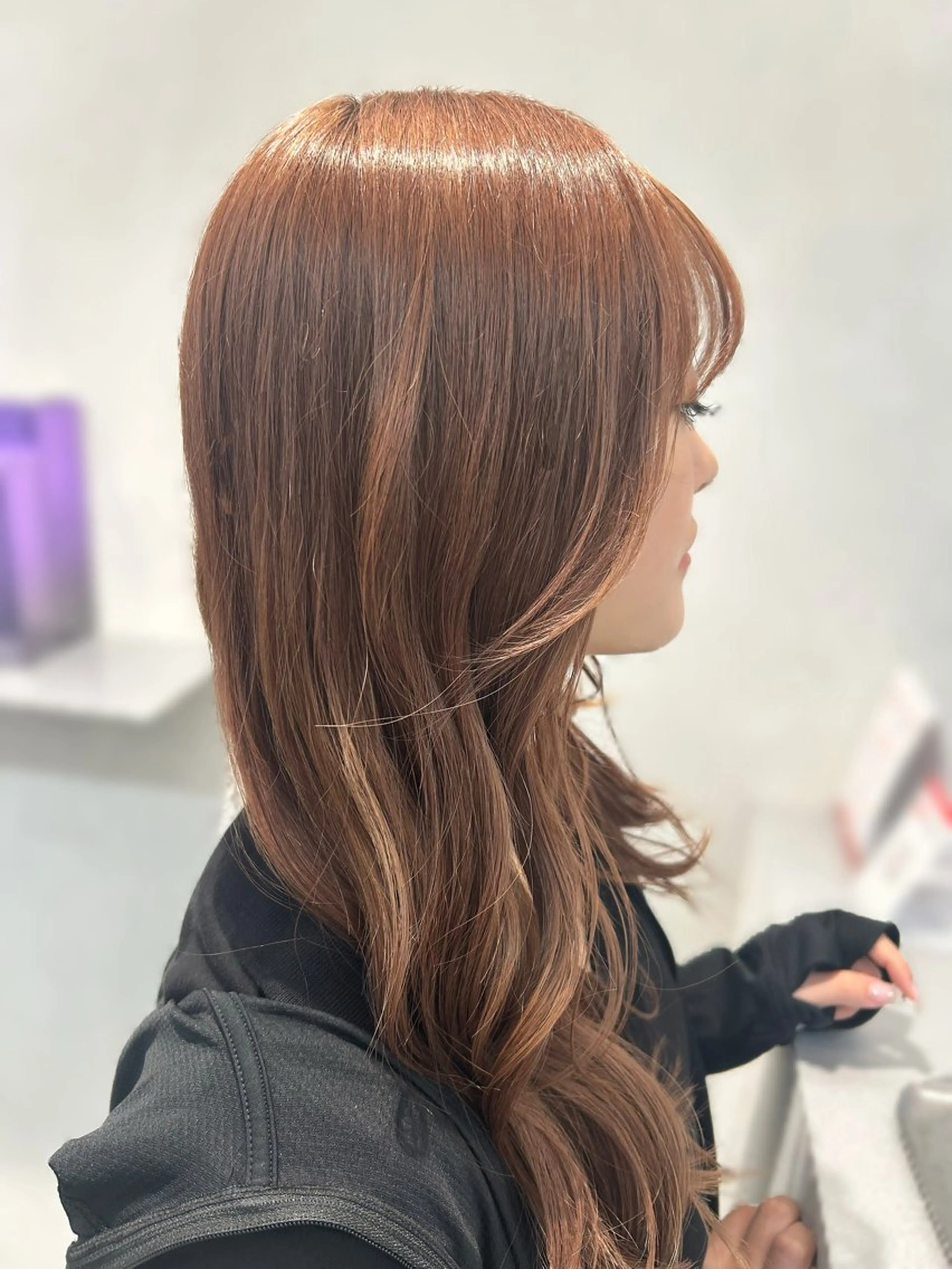 ロング カラー ベージュカラー ピンクカラー ピンクベージュ カット ヘアカラー ルネ北千住店 Rinoのヘアスタイル