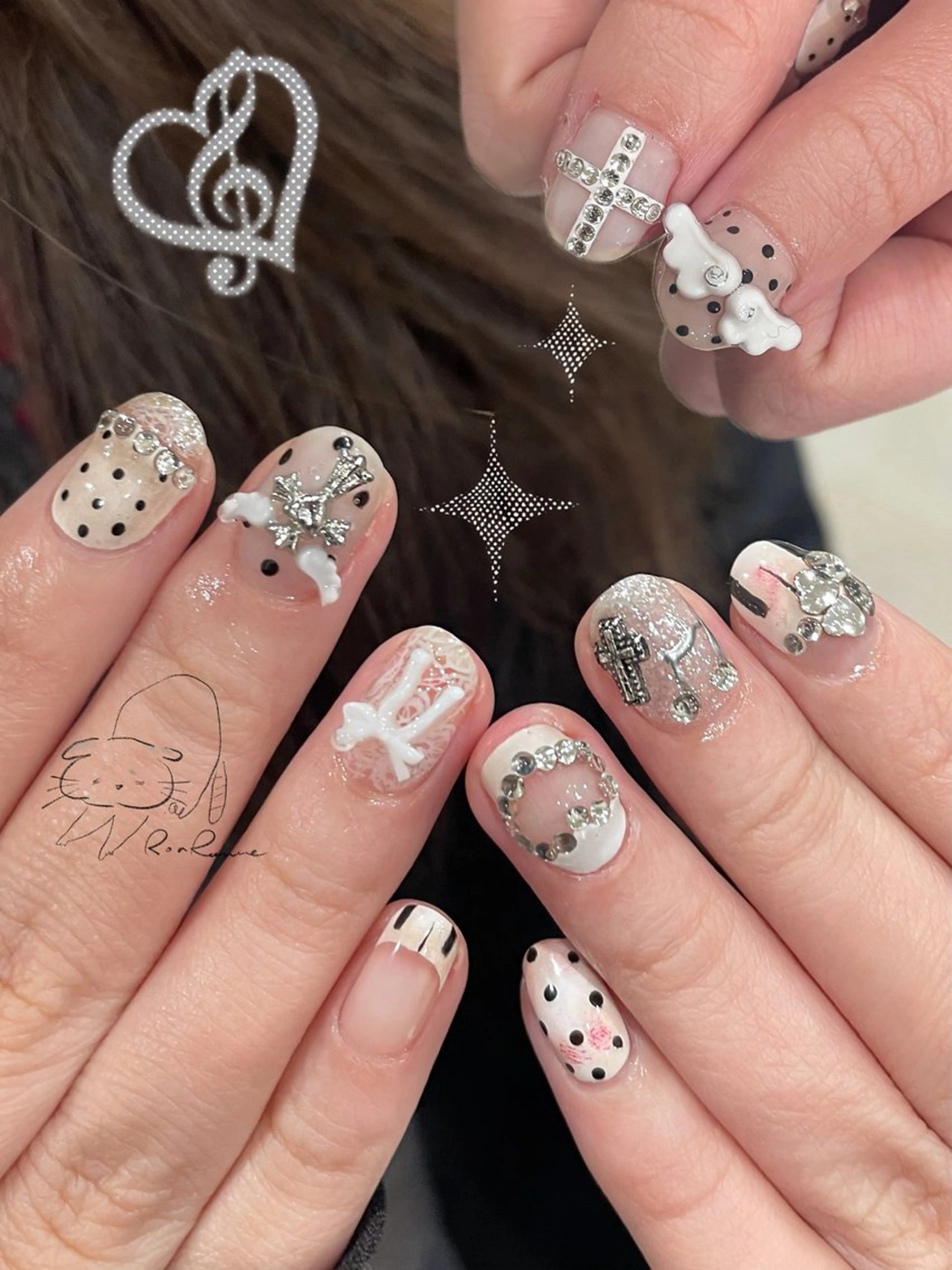 ネイル オーロラネイル 長さ出し フレンチネイル ジェルネイル ミラーネイル ハンドネイル Cho Artネイル所属・ronronne .のネイルデザイン