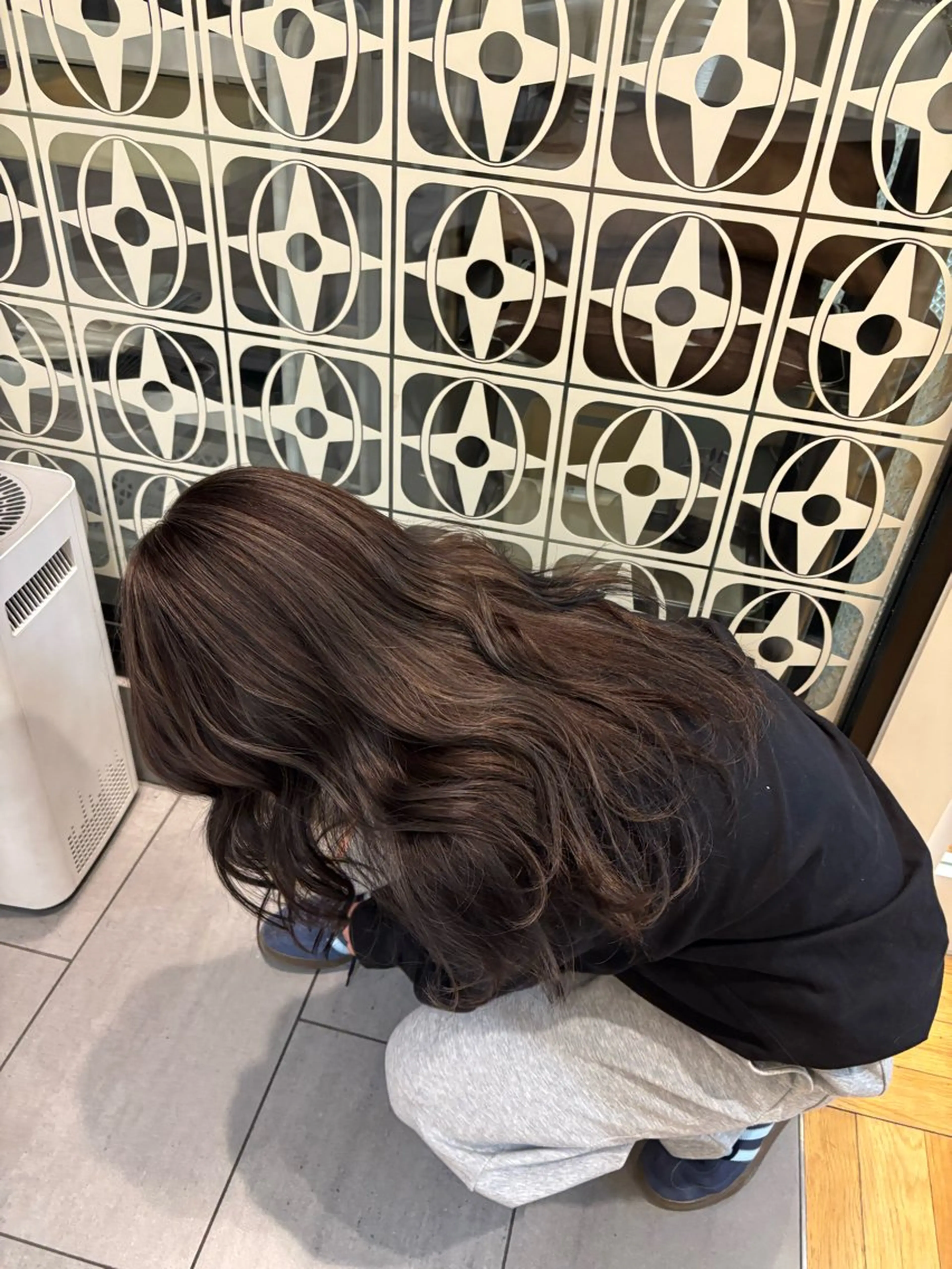 ロング ハイライト ヘアカラー オオカメ ユヅキのヘアスタイル