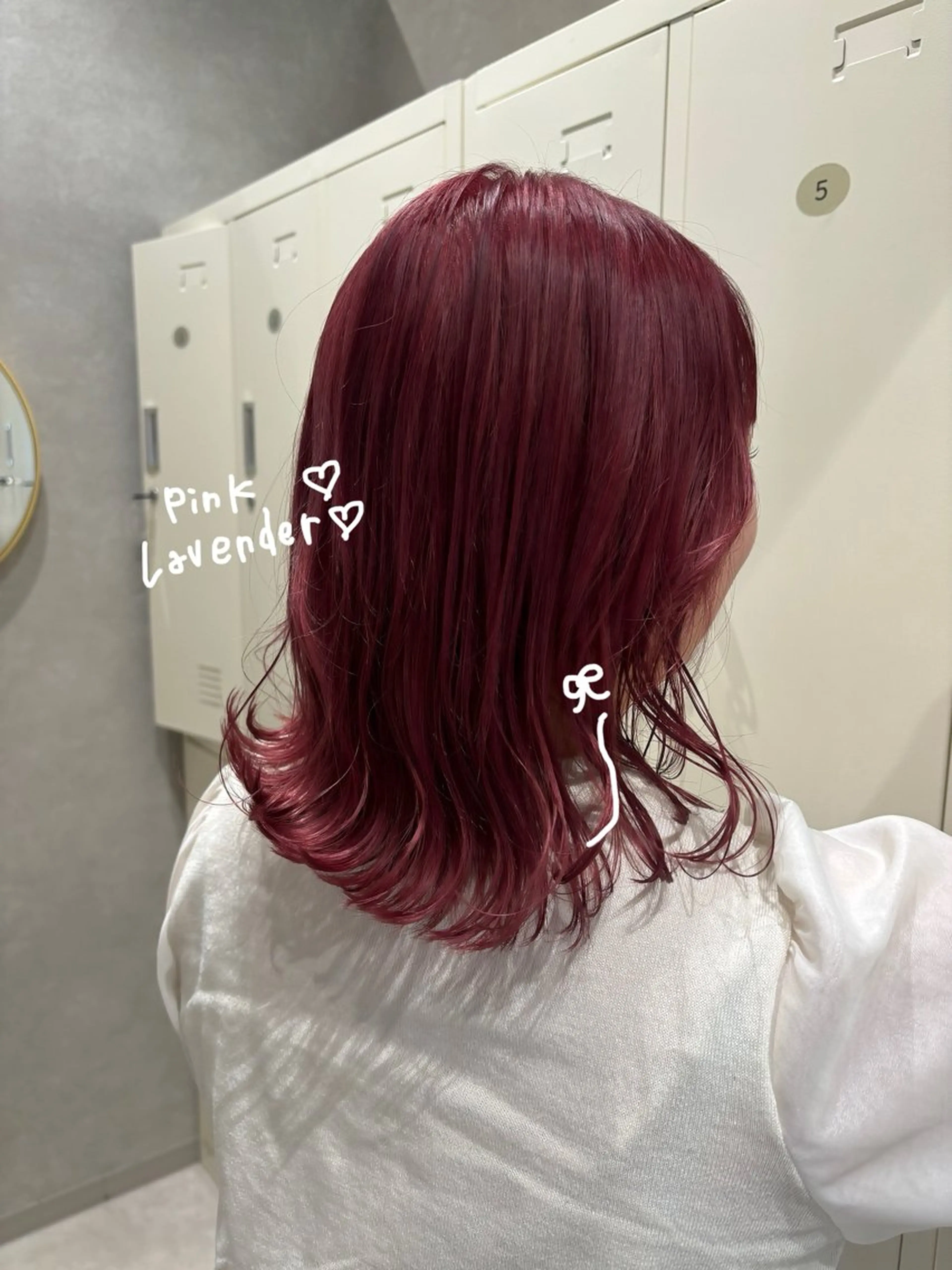 ミディアム カラー ラベンダーカラー ピンクカラー ピンクラベンダー カット ヘアカラー regalo Acari🍎のヘアスタイル