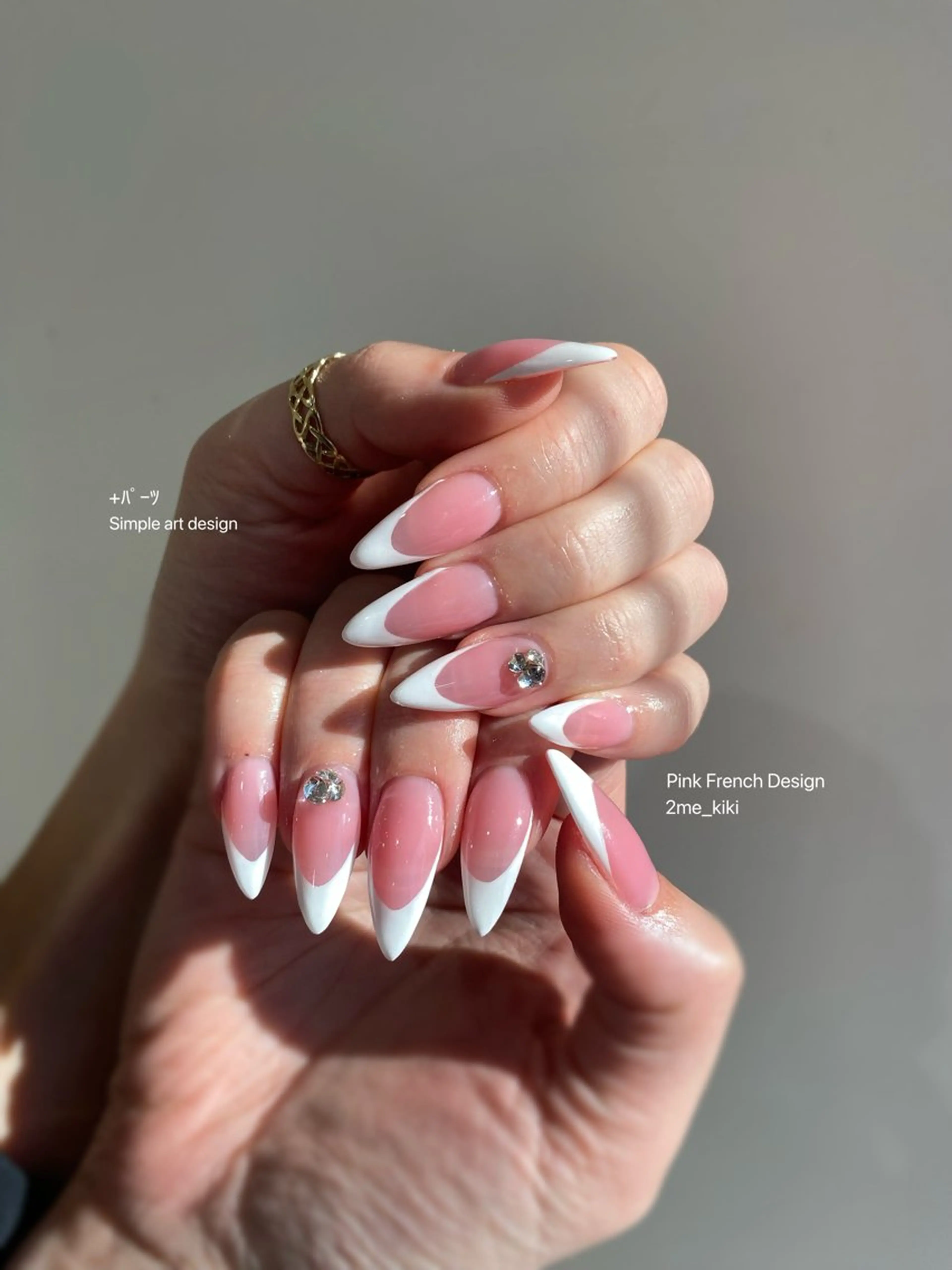 ネイル アートネイル フレンチネイル シンプルネイル ストーンネイル 大人かわいいネイル♡ Kikiのネイルデザイン