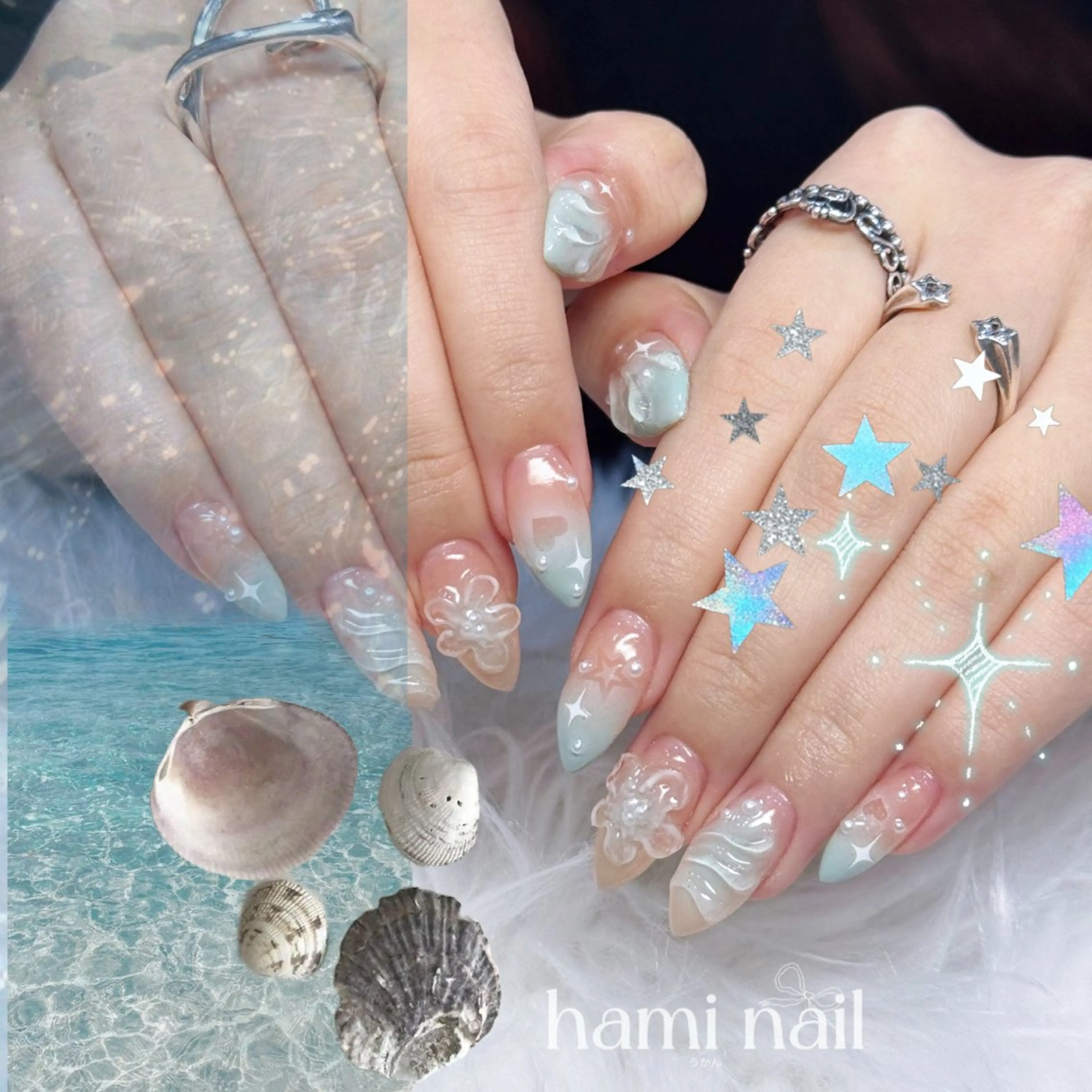 ネイル ハンドネイル ハンドケア 🎀うかん 🎀チップ長さ出しのネイルデザイン