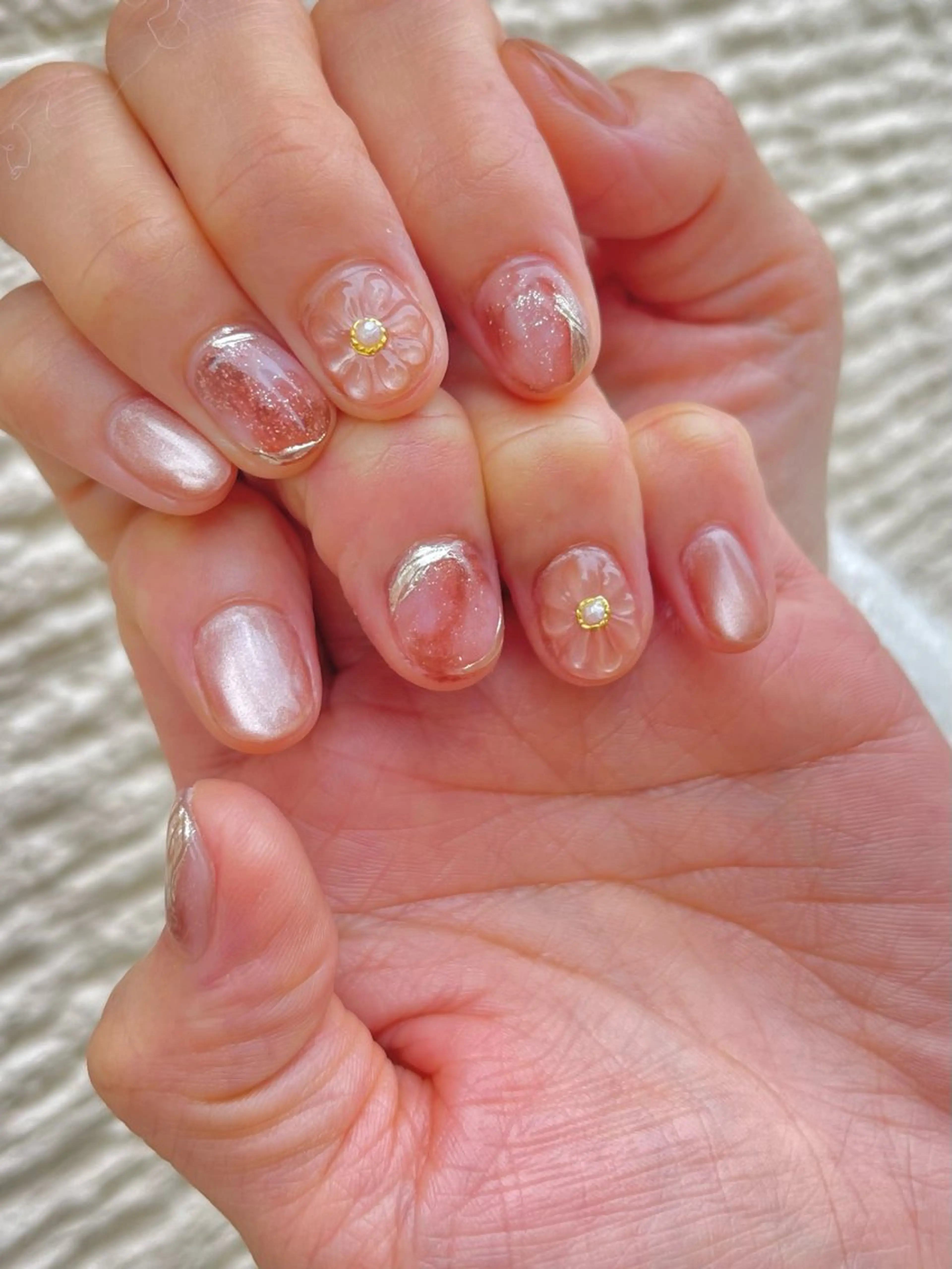 ネイル フラワーネイル ニュアンスネイル ぷっくりネイル 春ネイル nanairo nailのネイルデザイン