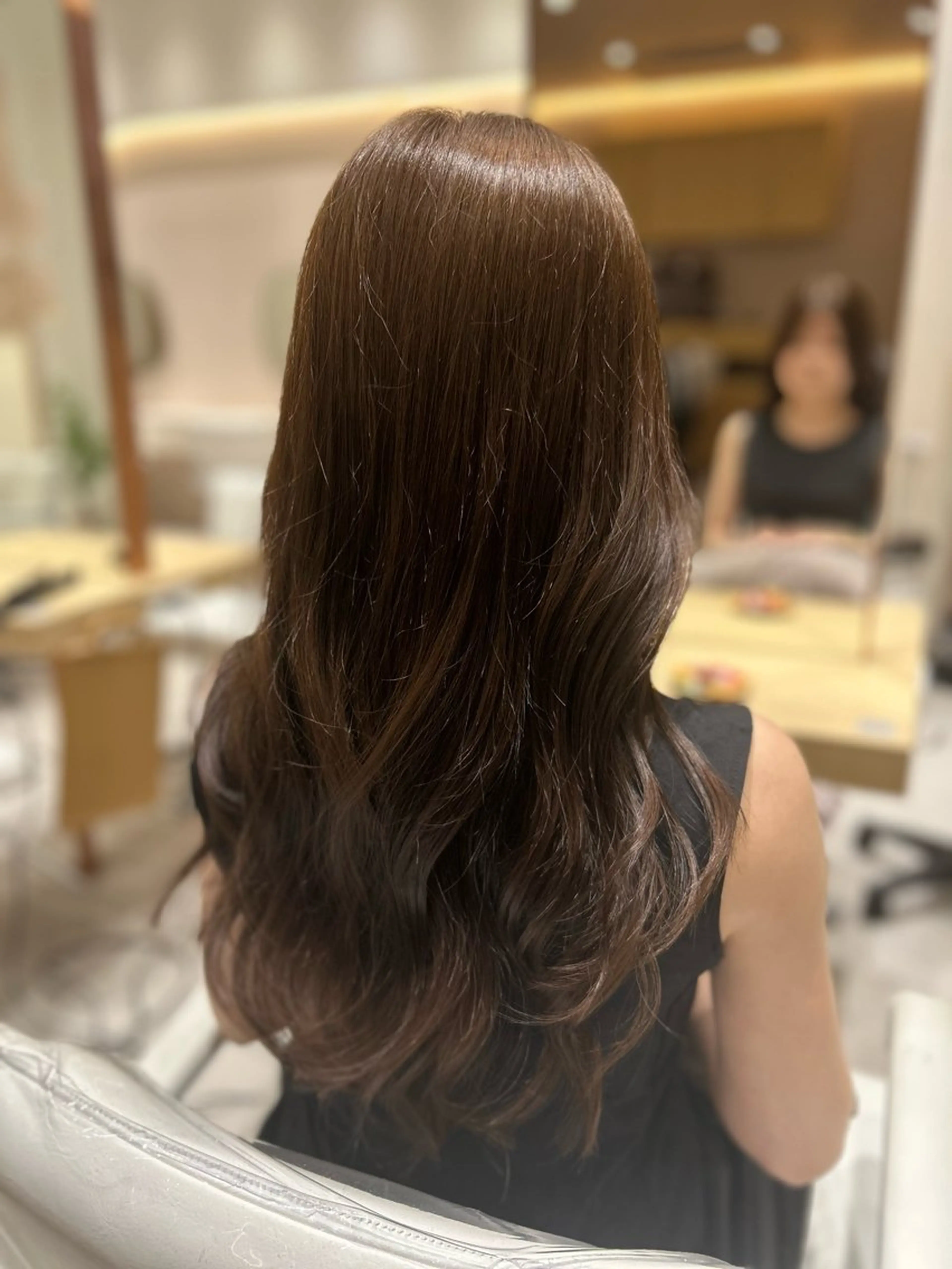 ロング カラー ベージュカラー 黒髪 ブラウンカラー 透明感カラー グレージュ カット ヘアカラー 縮毛矯正 トリートメント 中澤/韓国風/ 艶髪/髪質改善のヘアスタイル