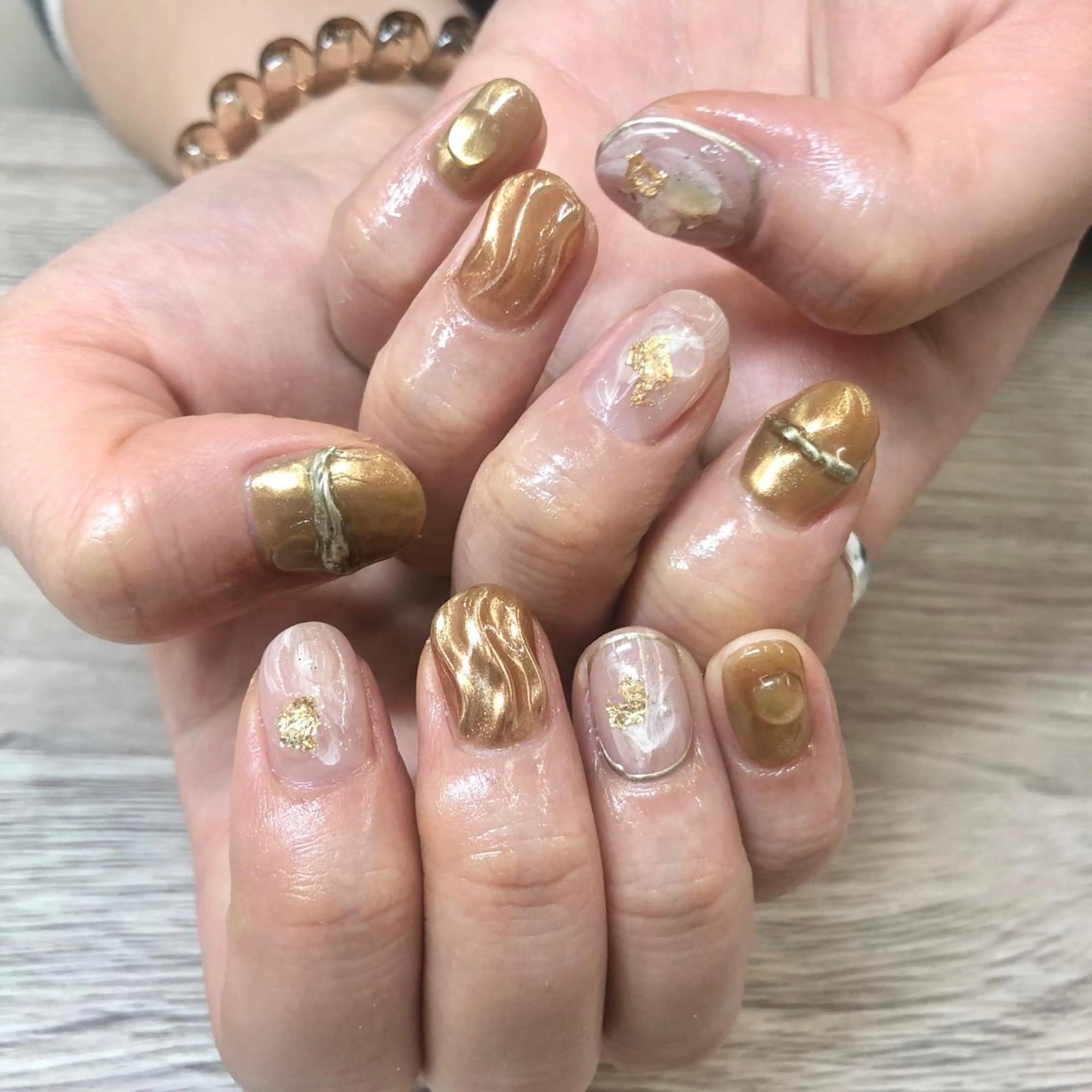 ネイル ゴールド 黄色 ハンドネイル 🎀AYAKO 🎀中韓ネイルのネイルデザイン