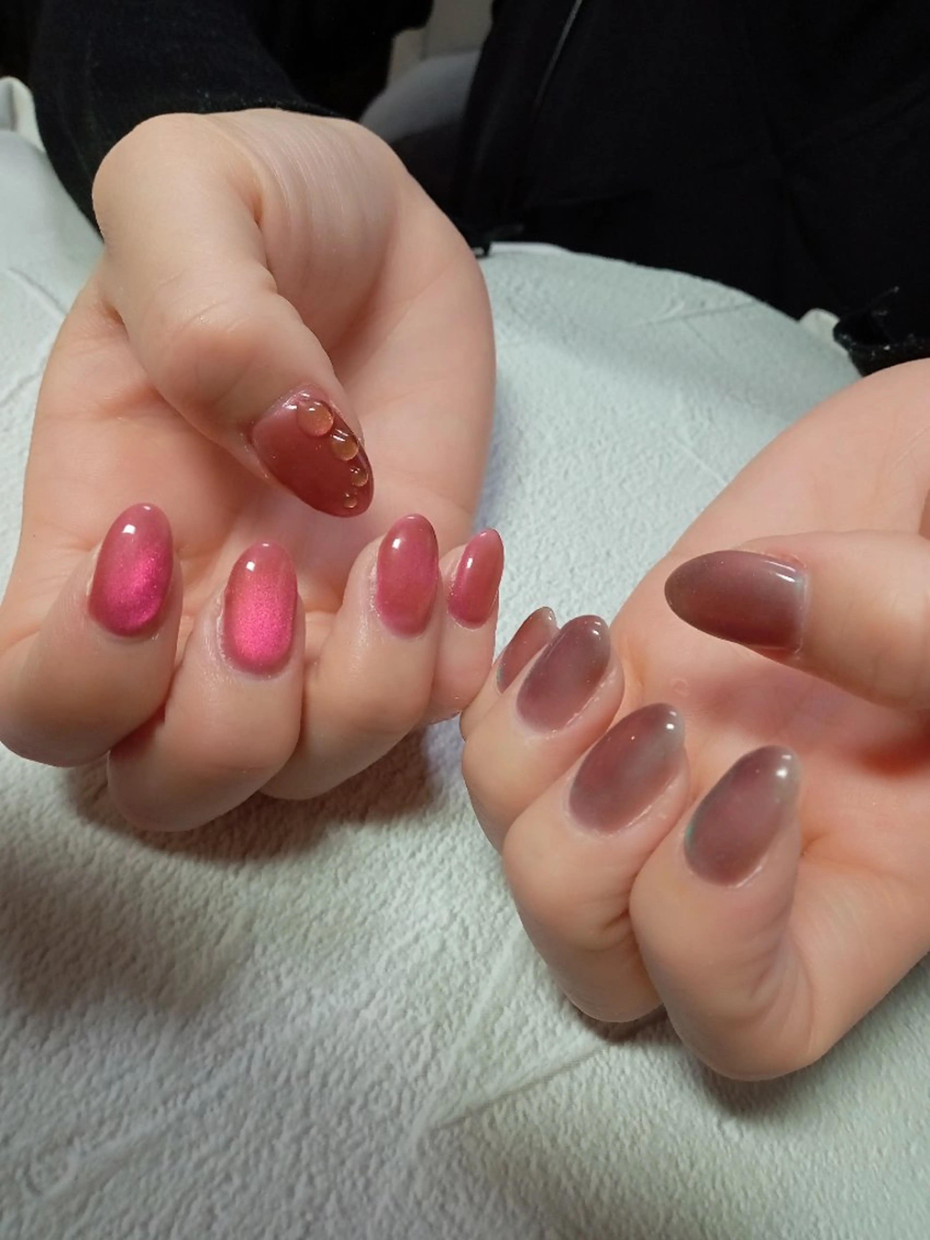 ネイル ハート キラキラネイル マグネットネイル ビー玉ネイル オフィスネイル ハンドネイル flure de neige yukiのネイルデザイン