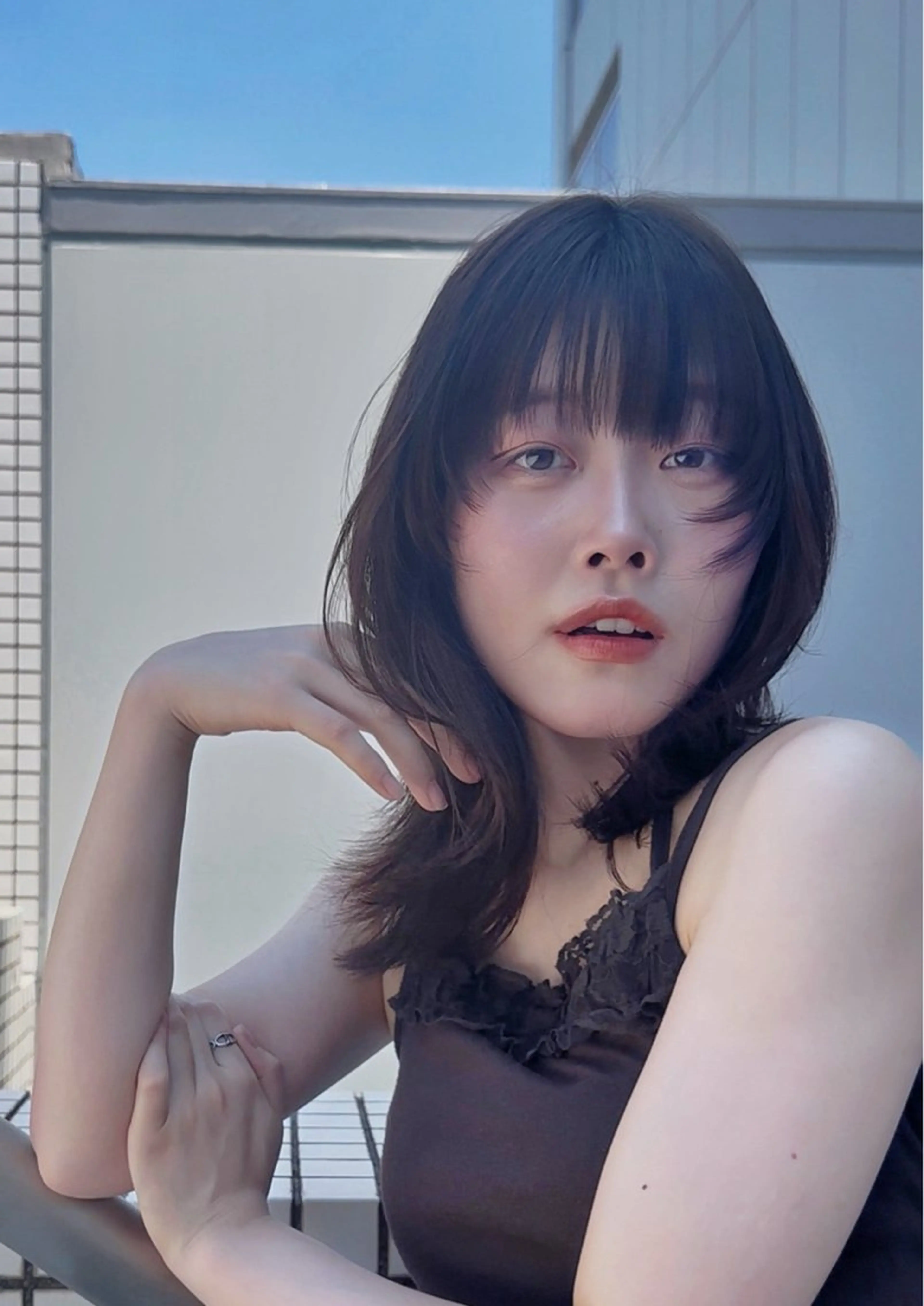 カラー ヘアカラー トリートメント ヘアセット 韓国風レイヤーカラー ライムのヘアスタイル