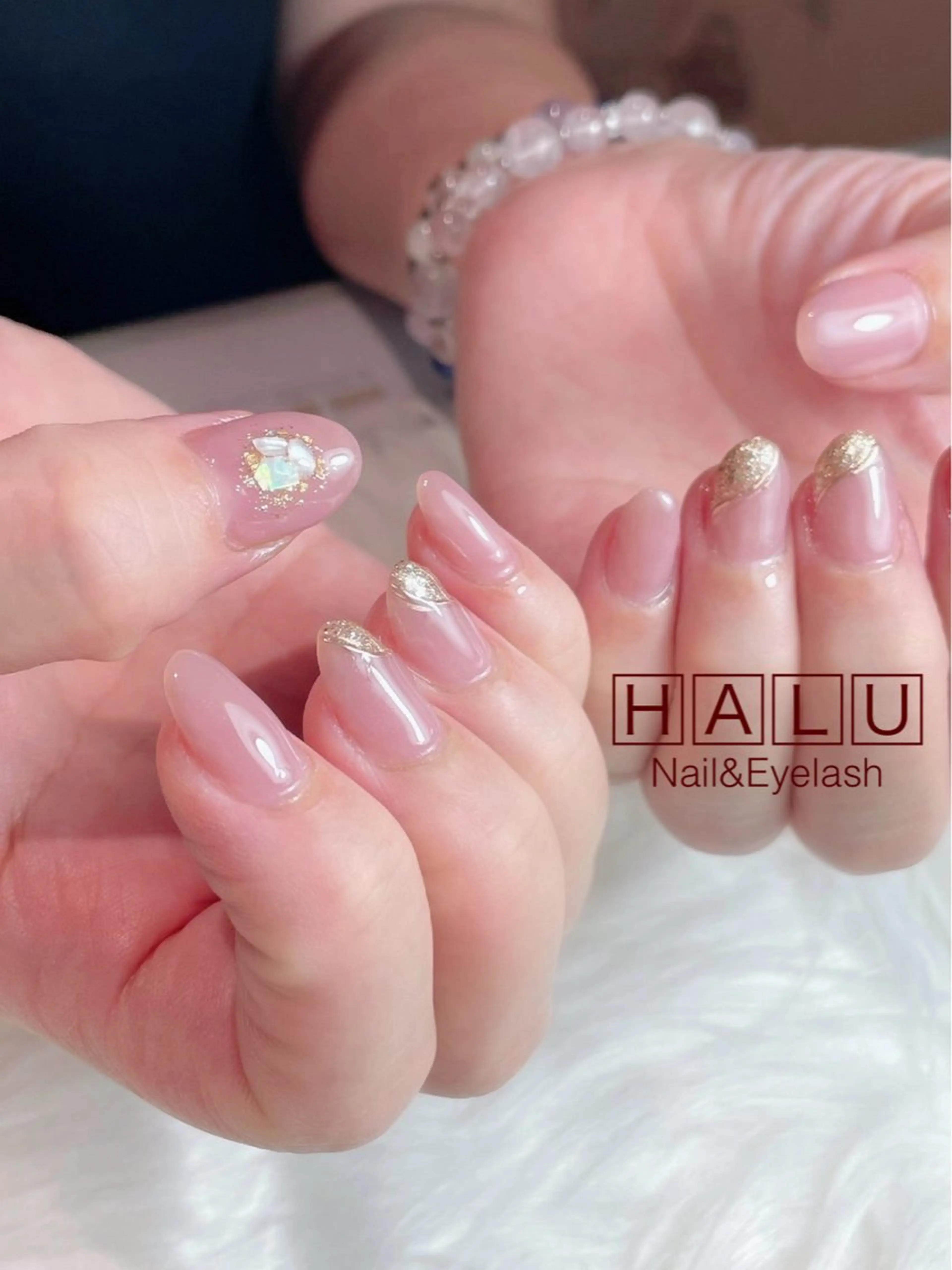 ネイル ゴールド ピンク HALU ハルのネイルデザイン
