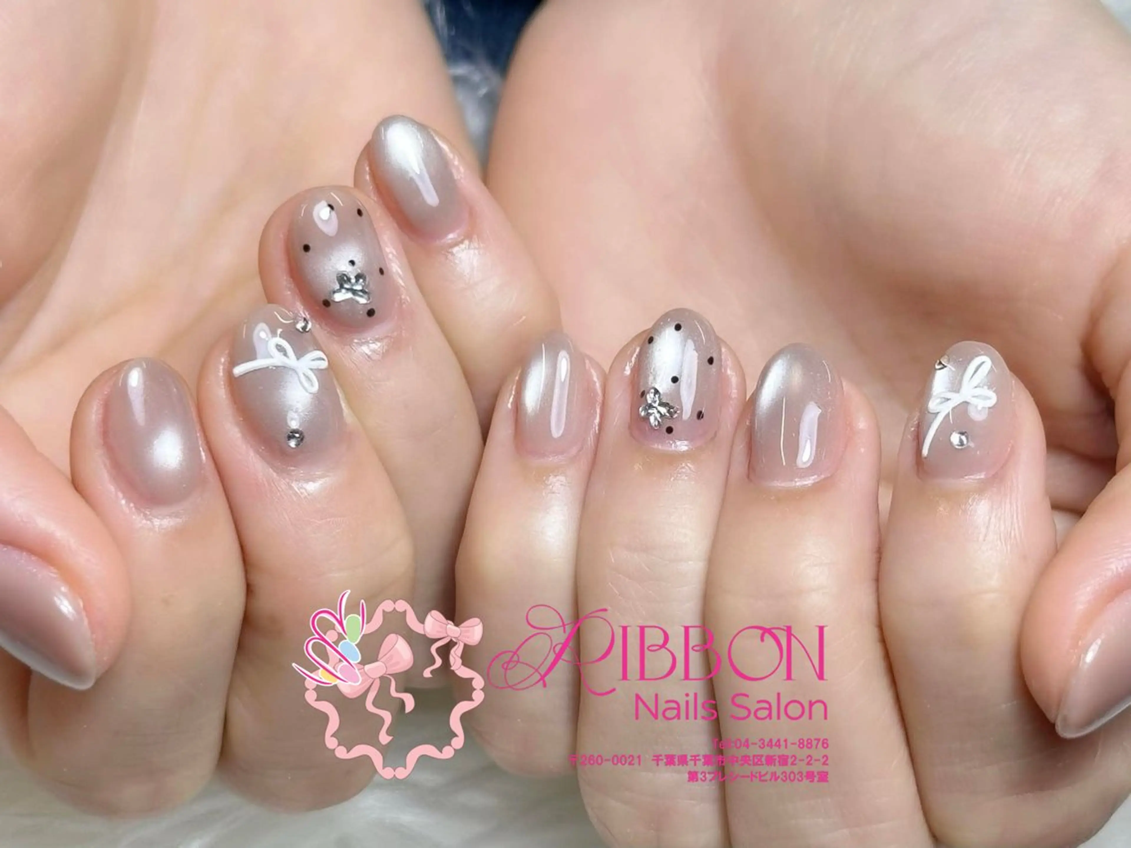 ネイル フレンチネイル ジェルネイル マグネットネイル 持ち込み ニュアンスネイル ハンドネイル Ribbonnail salonのネイルデザイン