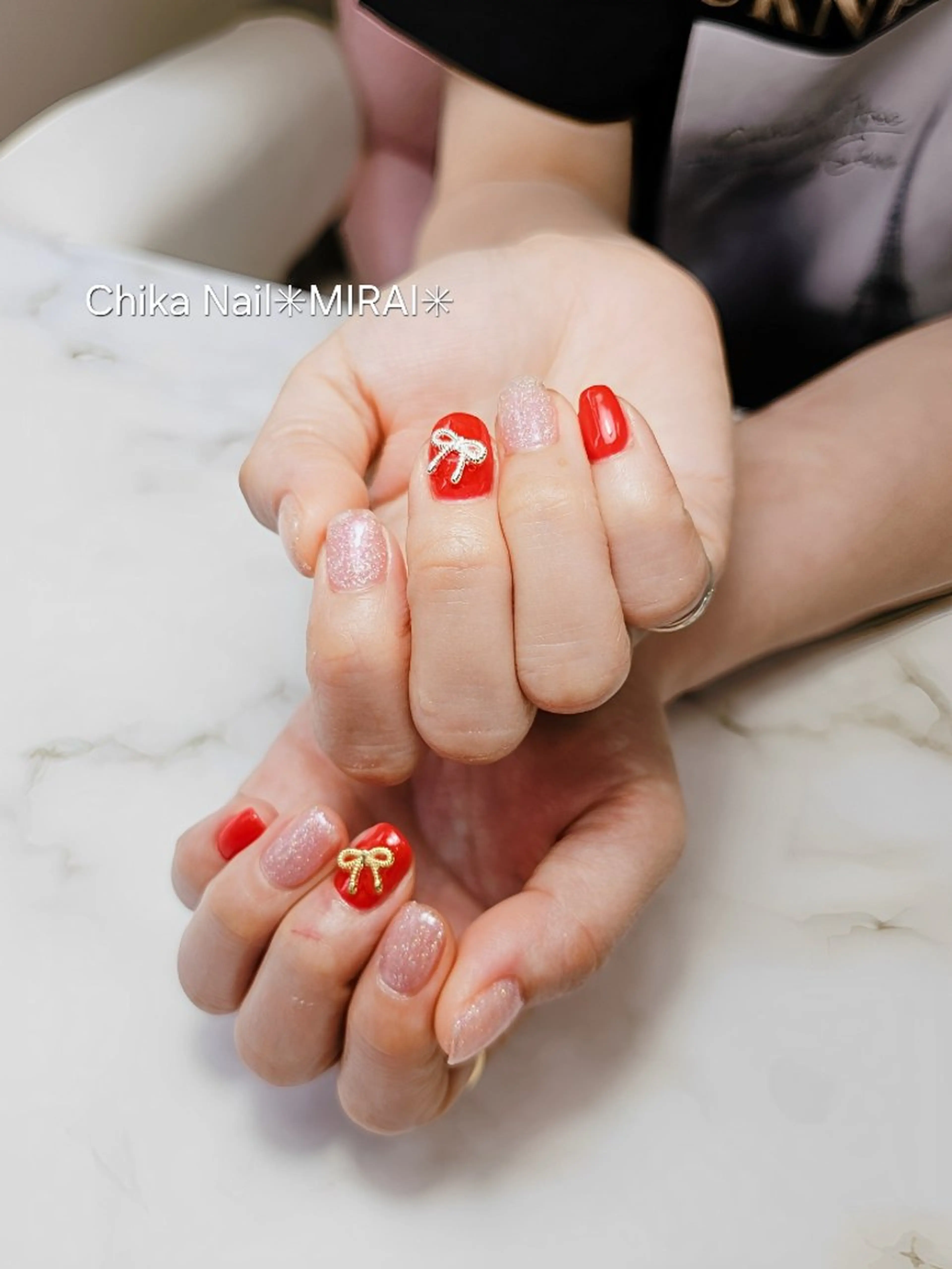 ネイル リボン Chika  Nail MIRAIのネイルデザイン