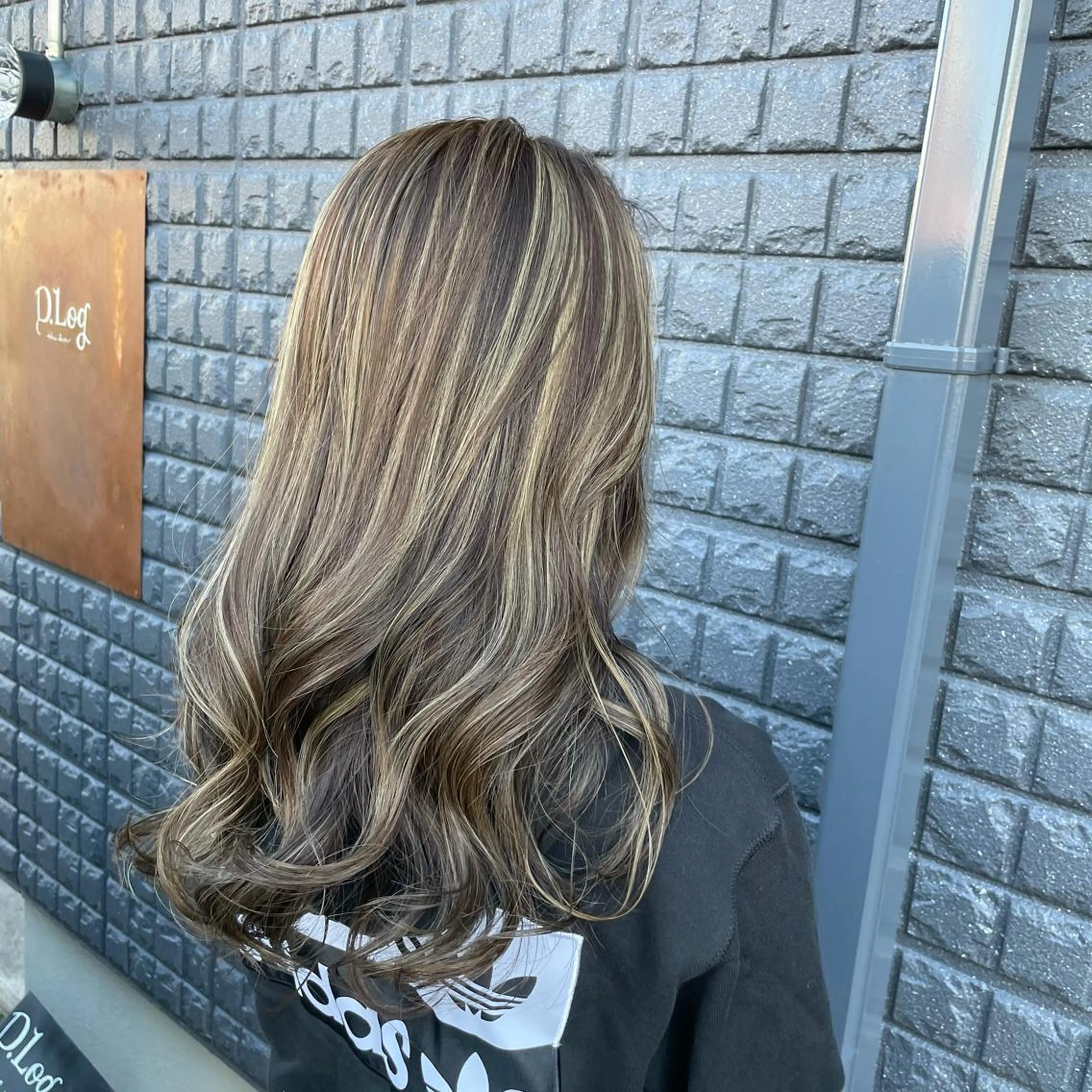 ロング カラー ハイライトカラー ハイライト La vielle 西峠のヘアスタイル