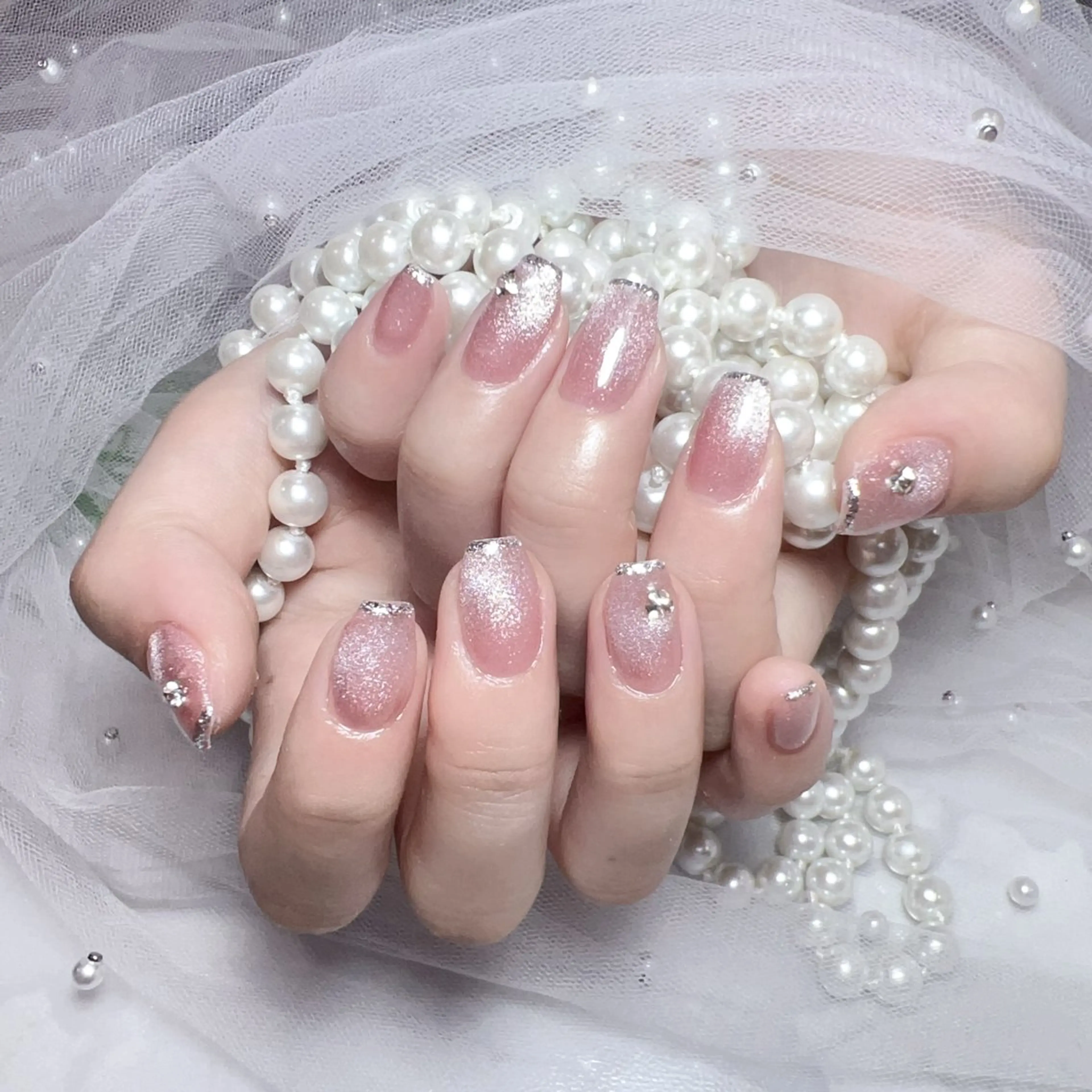 ネイル アートネイル フラッシュネイル フレンチネイル ジェルネイル ガラスフレンチ ハンドネイル You&Me Yukiのネイルデザイン