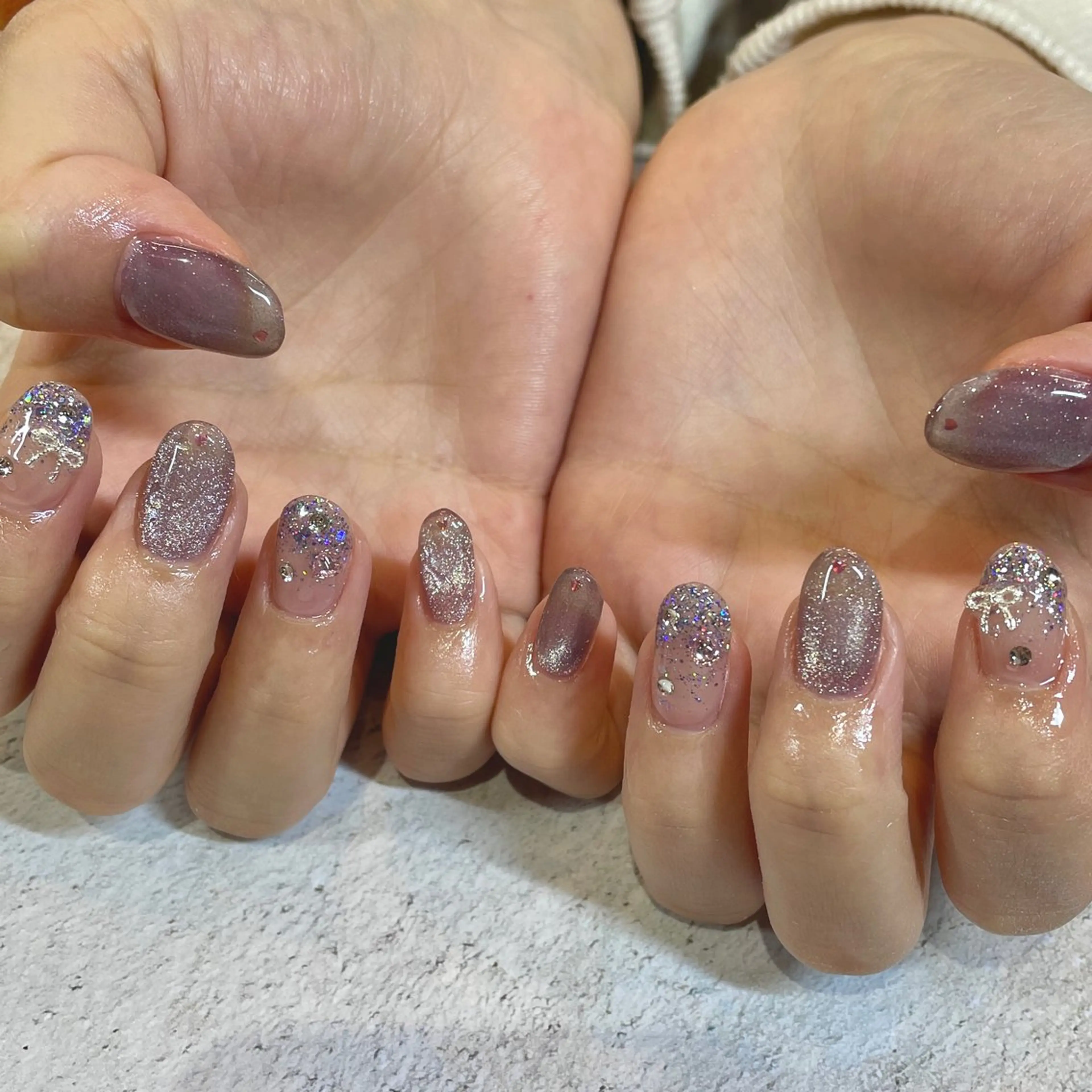 ネイル パープル ハンドネイル LUNI 久屋大通 ˚✧₊⁎/ yuriのネイルデザイン