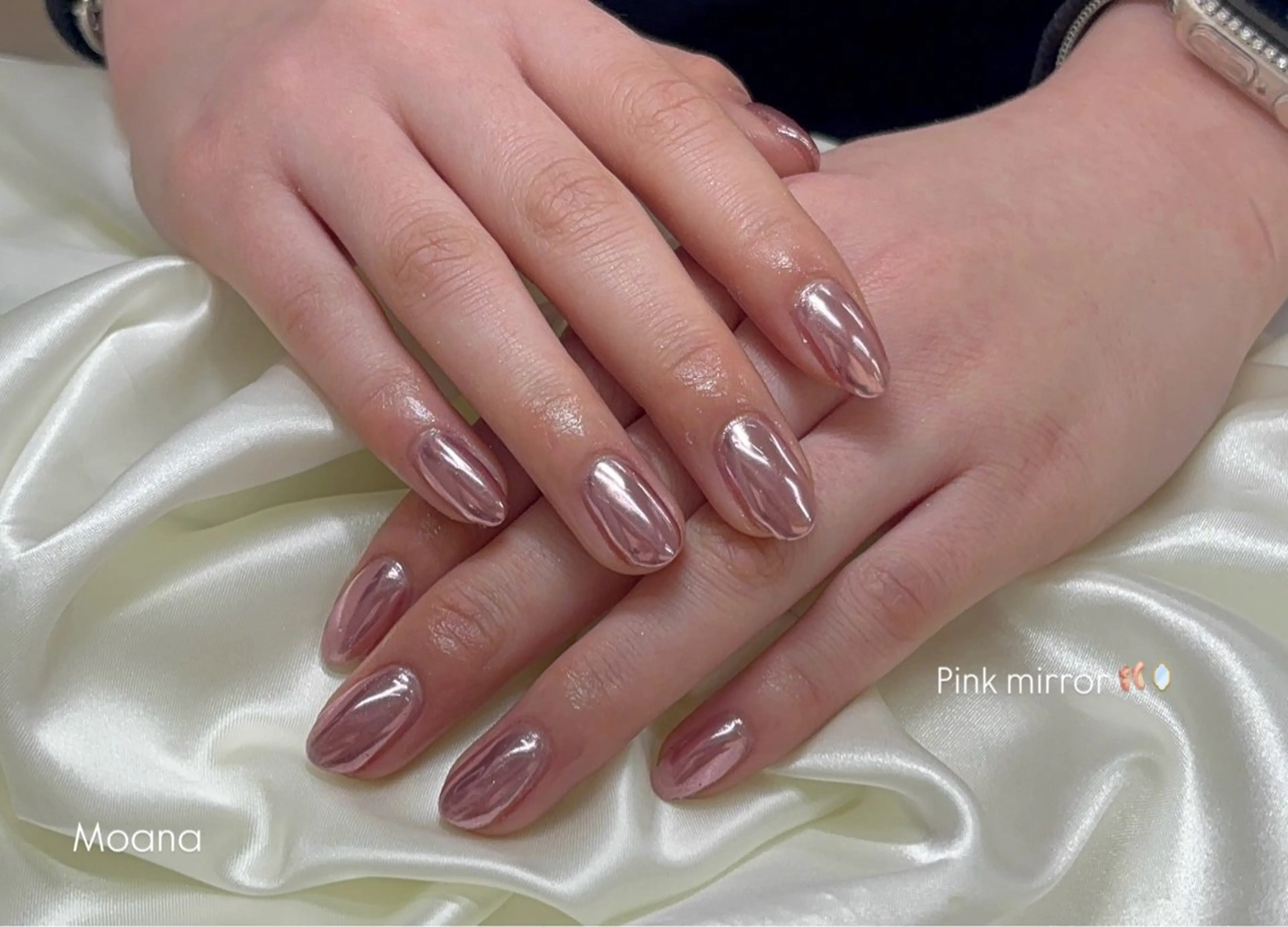 ネイル ミラーネイル ピンク Moana nail Hiyoriのネイルデザイン