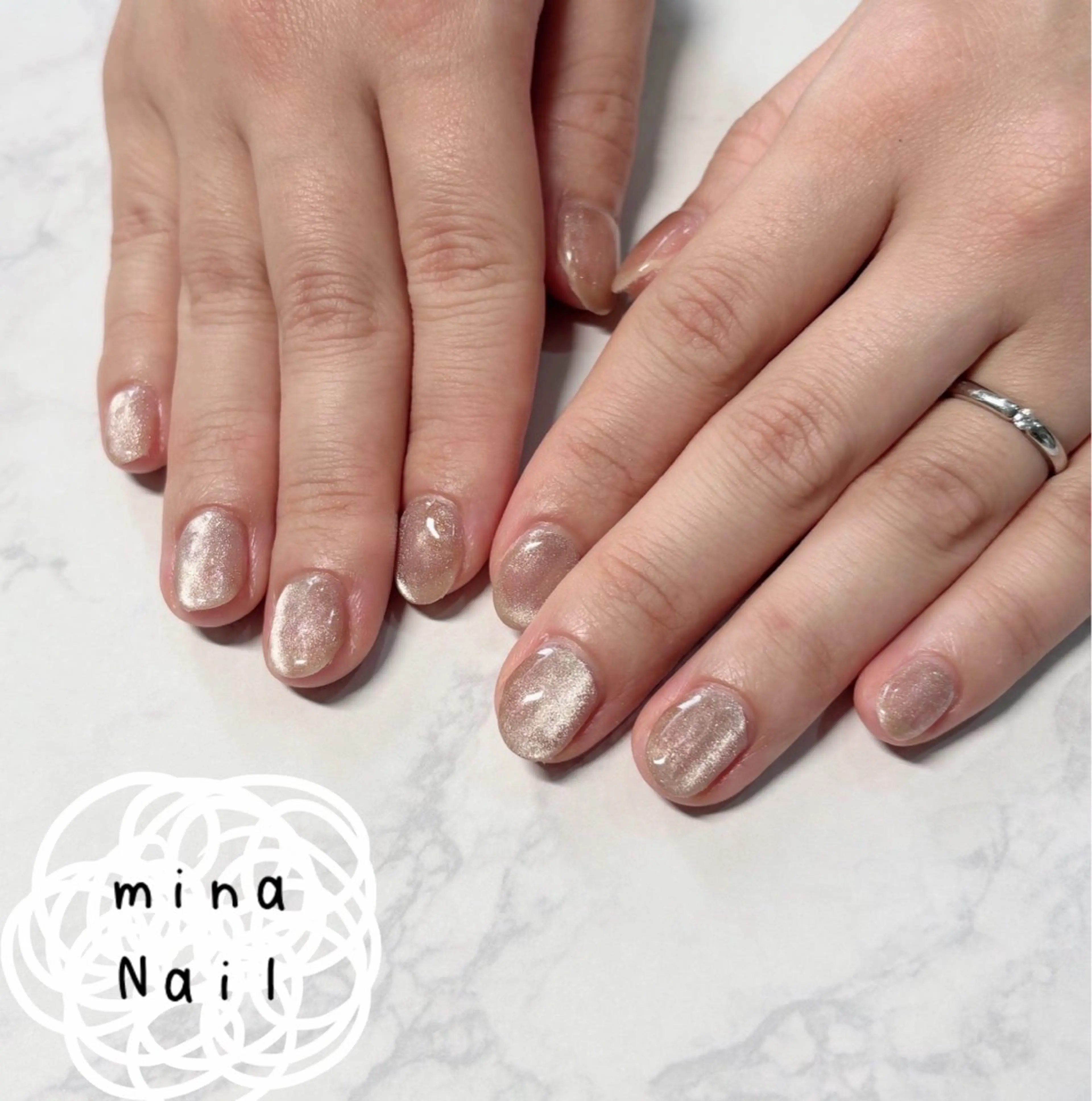 ネイル 氷ネイル・うるうるネイル ラメ(グリッター) マグネットネイル ワンカラーネイル ピンク mina Nailのネイルデザイン