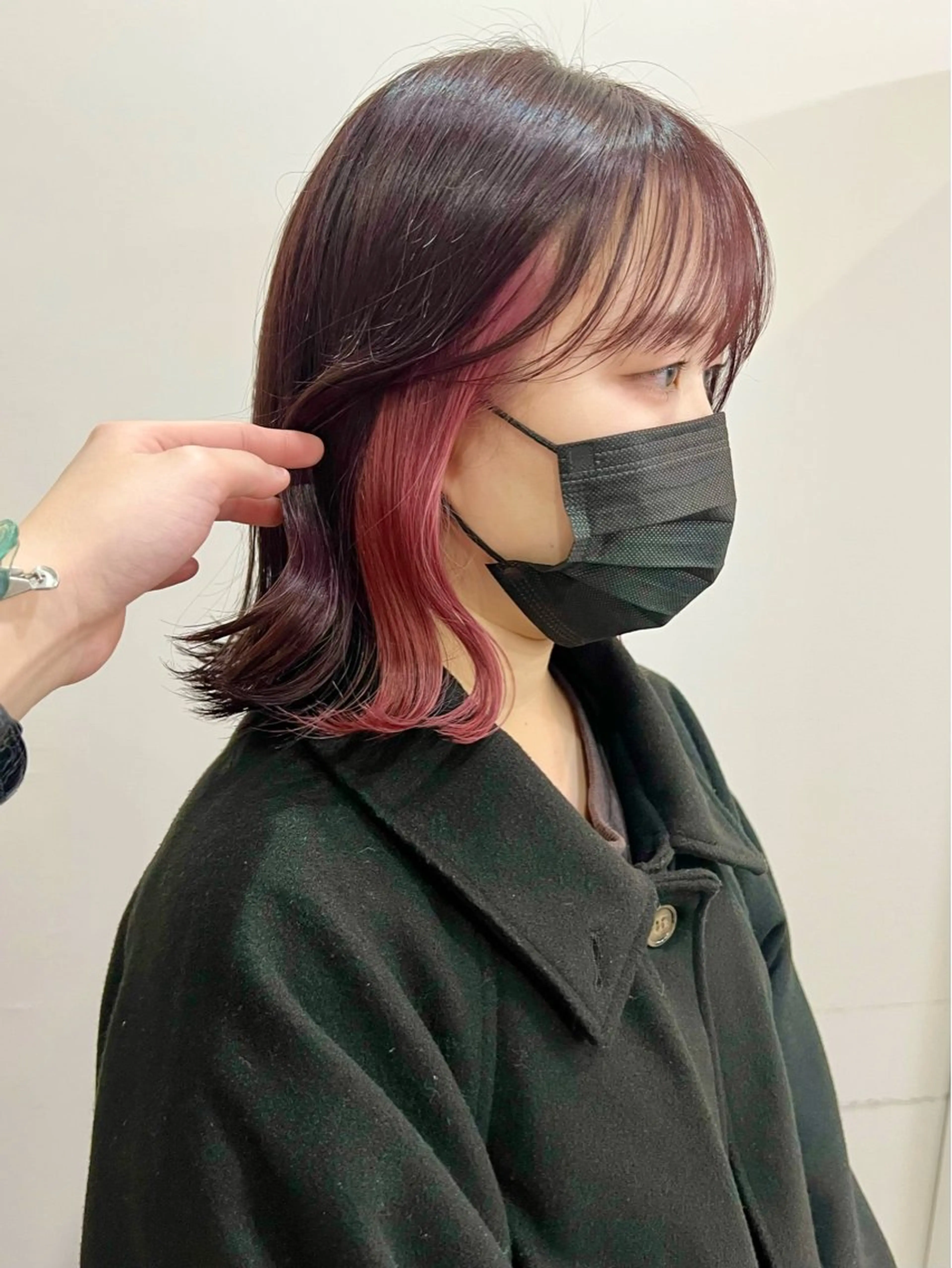 ミディアム カラー ラベンダーカラー ラベンダーピンク ピンクカラー 切りっぱなしボブ/ ブリーチカラー/大塚のヘアスタイル