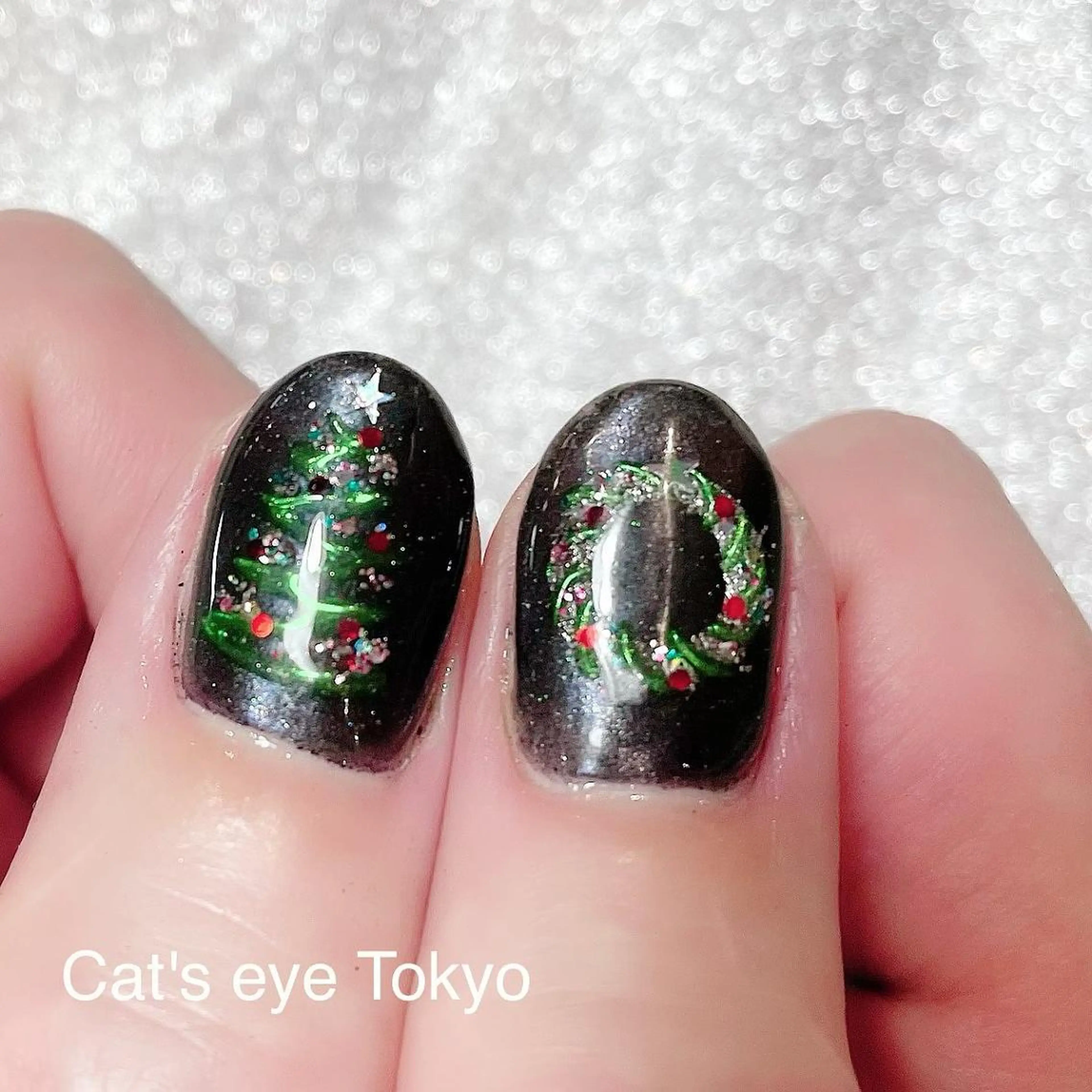 ネイル マツエク・マツパ メンズネイル 冬ネイル クリスマス Cat's eye TOKYO 新宿店のネイルデザイン