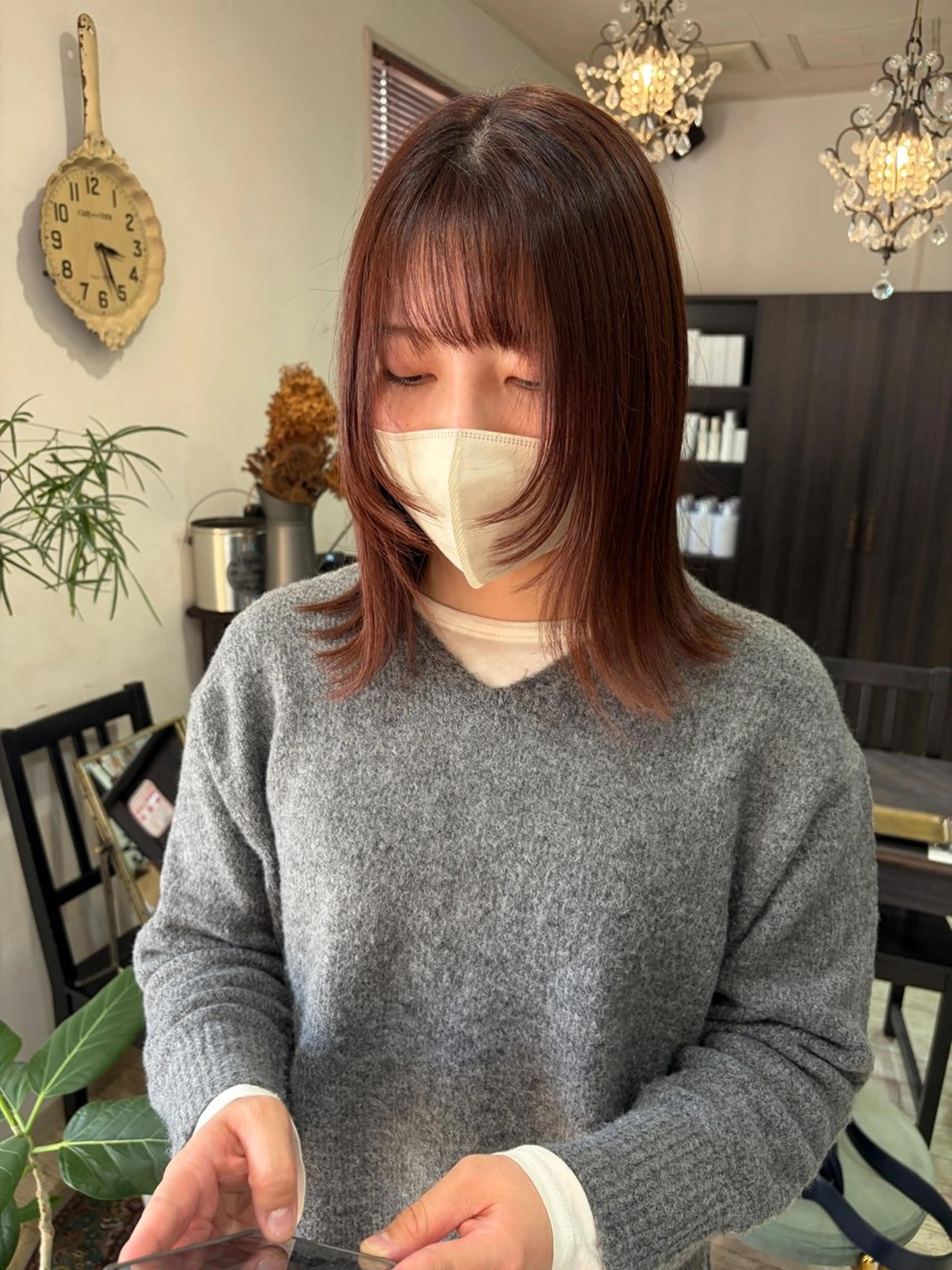 ミディアム 顔まわりレイヤー レイヤーカット 韓国ボブ👩🇰🇷 小野絢未のヘアスタイル