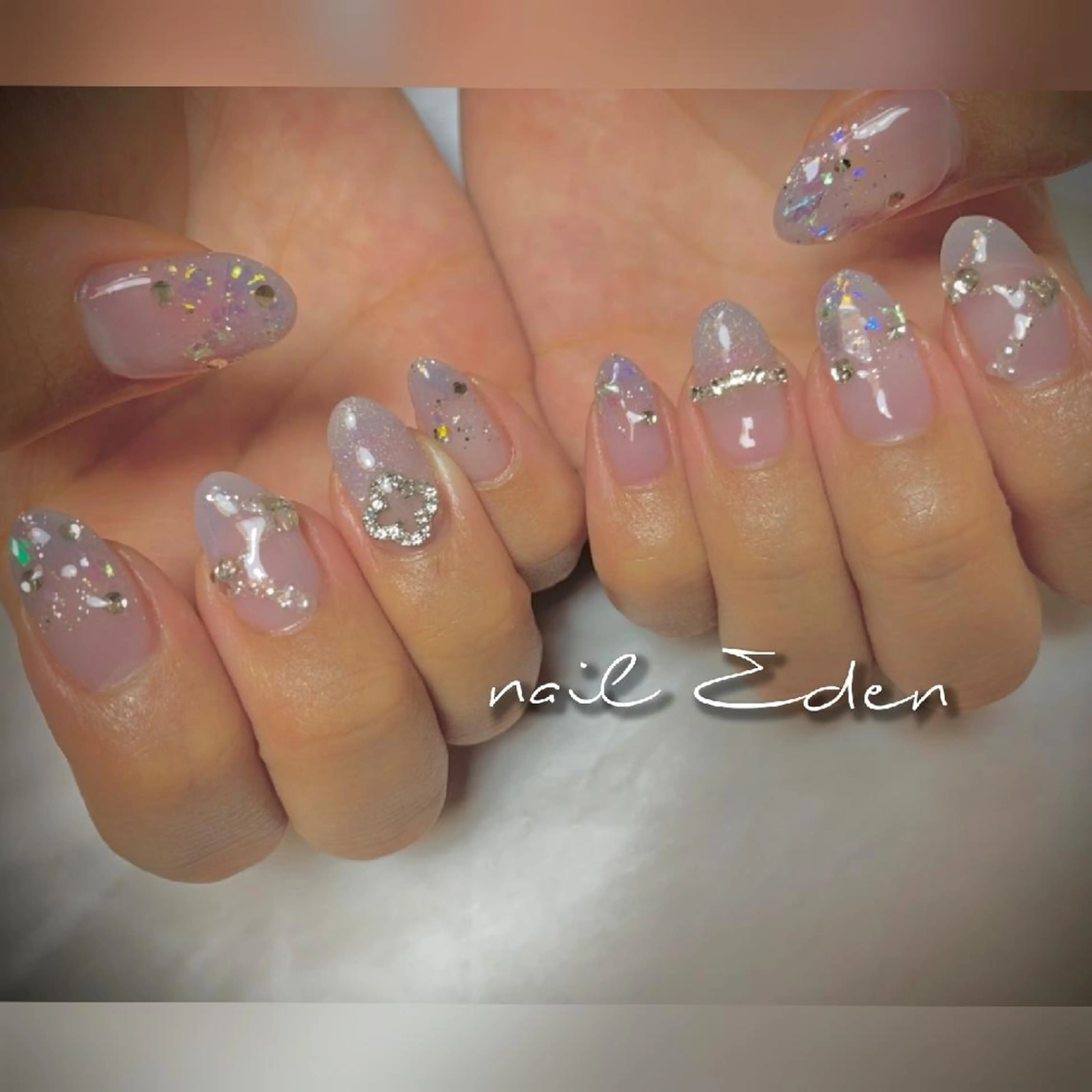 ネイル ブルー 持ち込み ワンホンネイル Eden ♾️のネイルデザイン