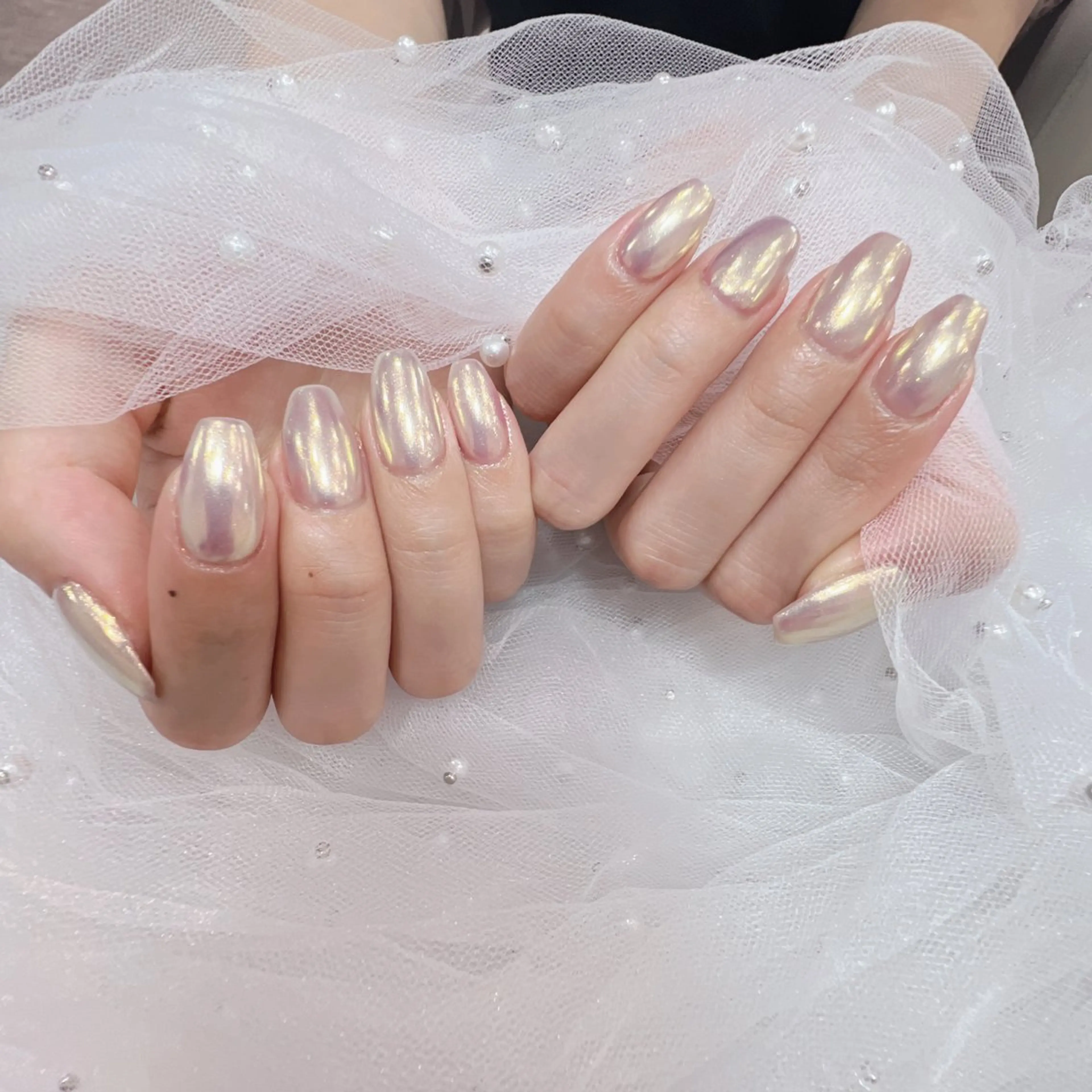 ネイル アートネイル フラッシュネイル フレンチネイル ジェルネイル ガラスフレンチ You&Me Yukiのネイルデザイン