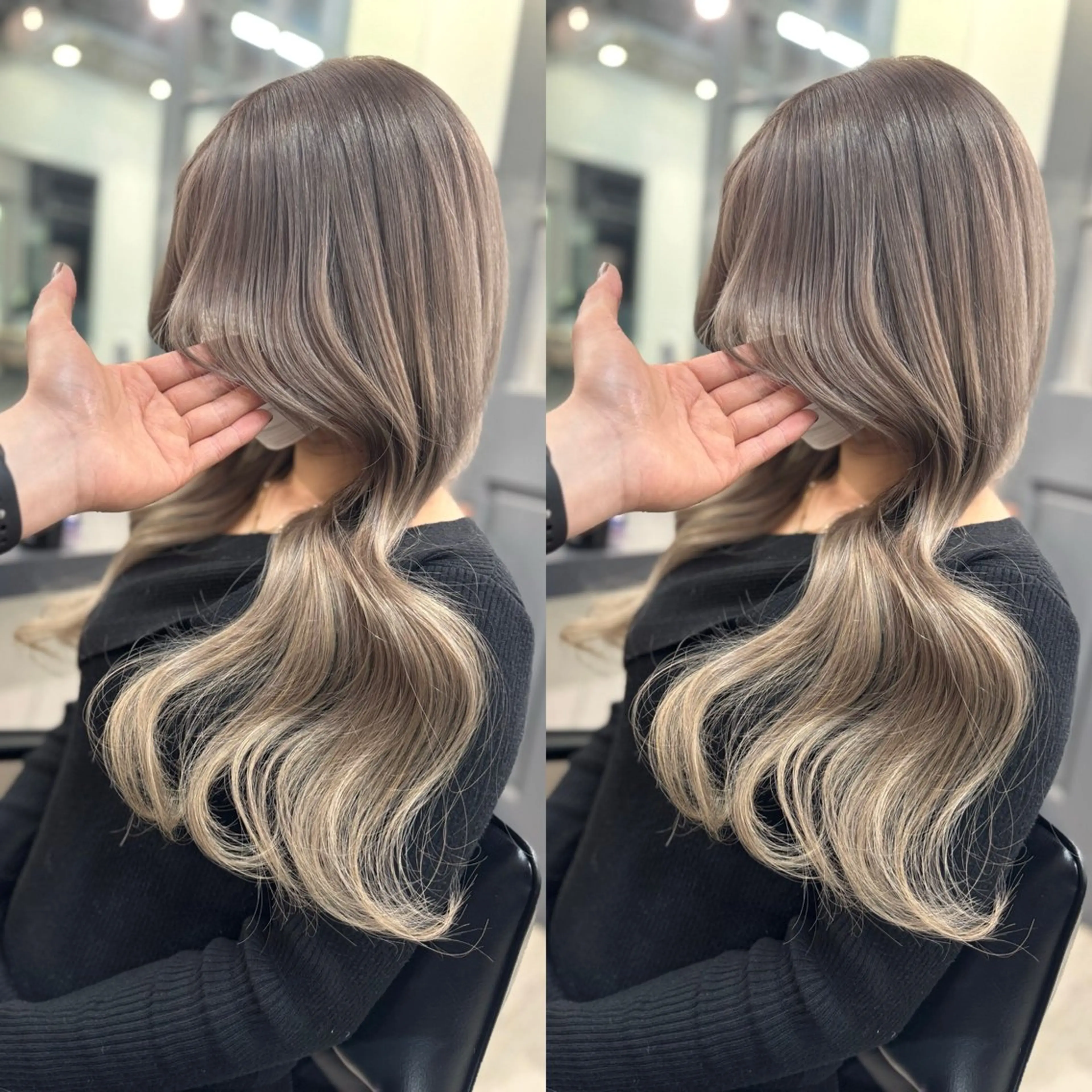 ロング ヘアカラー エクステ バレイヤージュ ボブ🌈ナツヤのヘアスタイル