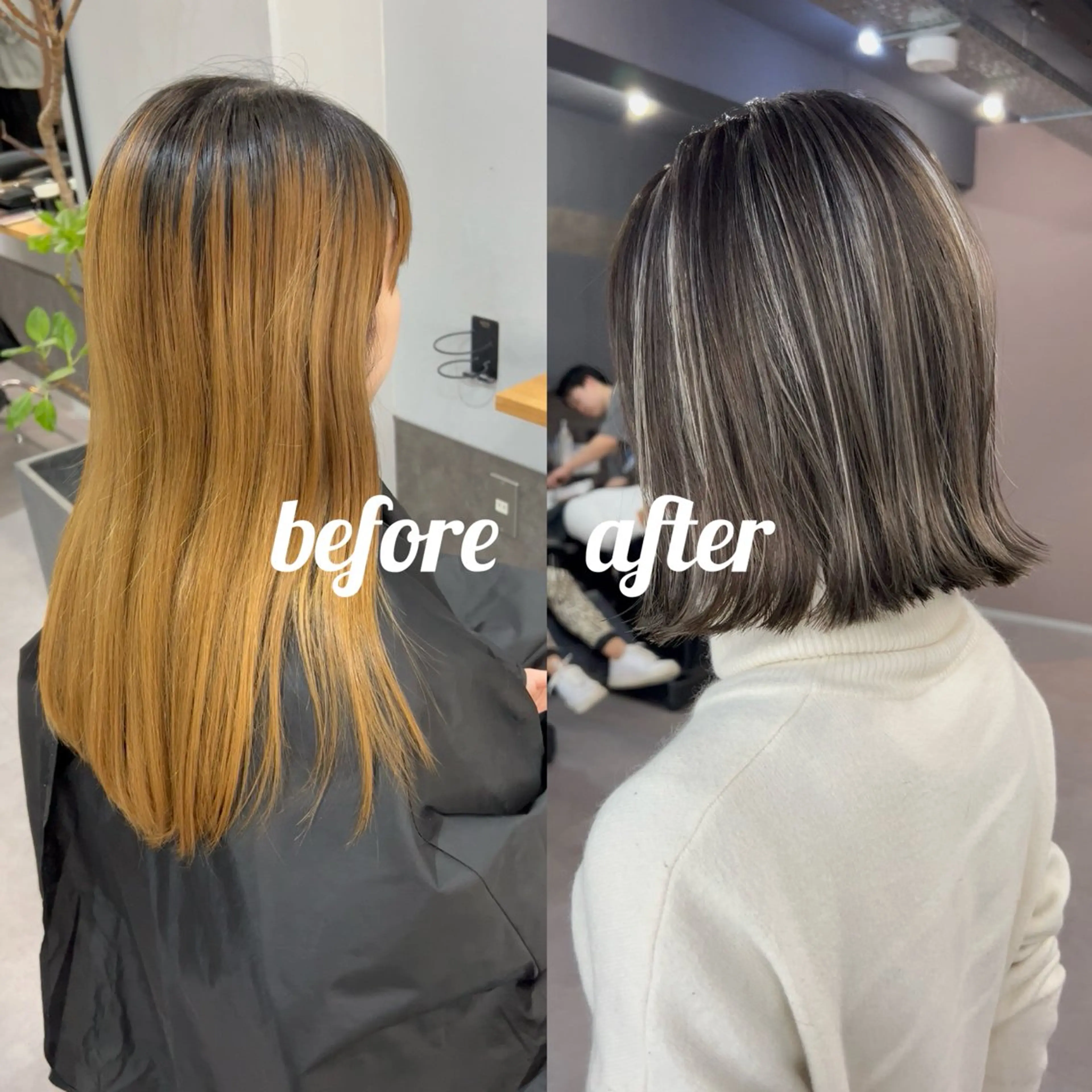 ミディアム カット ヘアカラー トリートメント ミディアムレイヤー カット/ハイライトのヘアスタイル