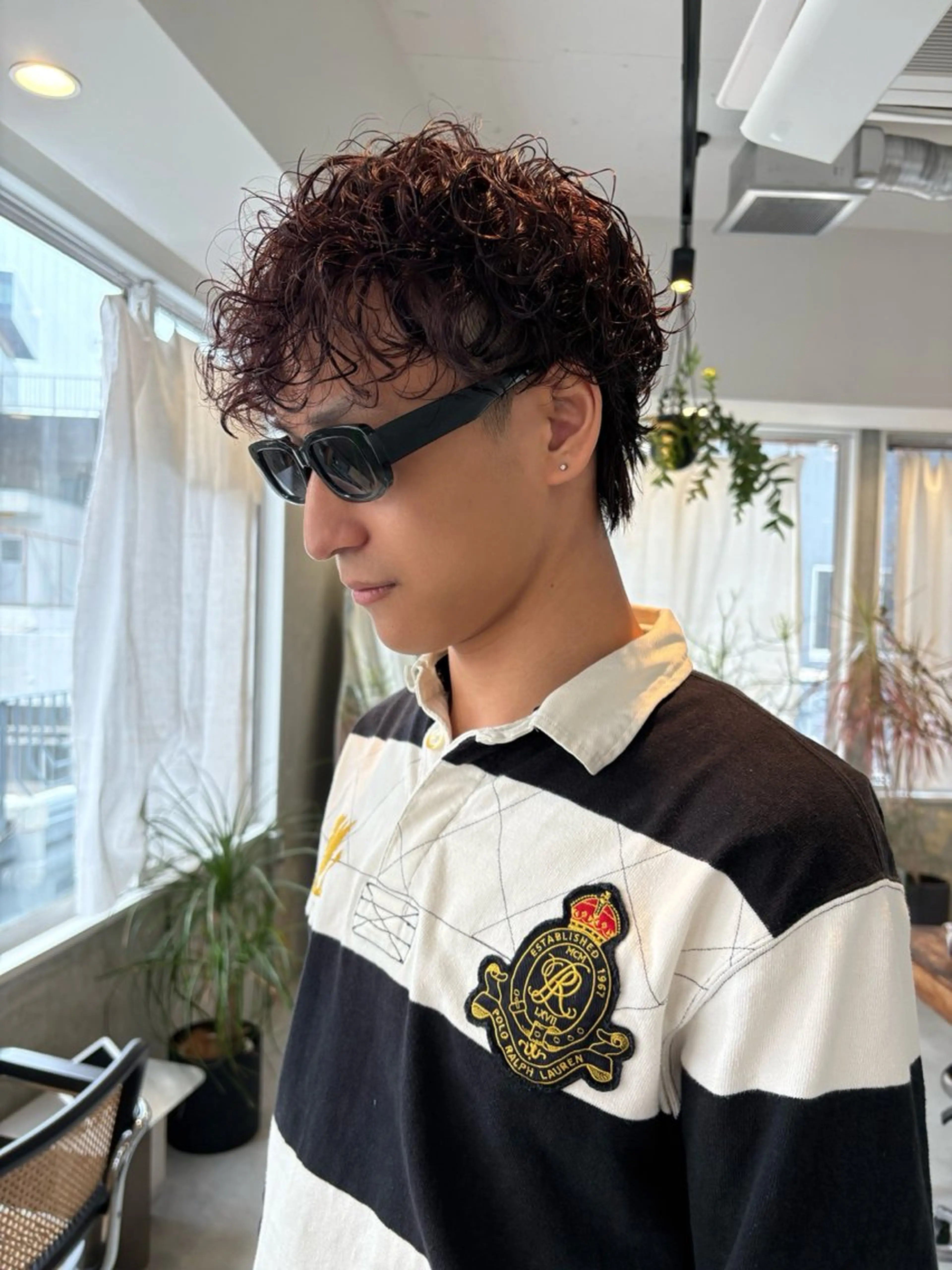 カラー パーマ メンズ メンズパーマ プードルパーマ ブラウンカラー ピンクカラー プードルパーマ メンズ支持◎/パーマ masaのヘアスタイル