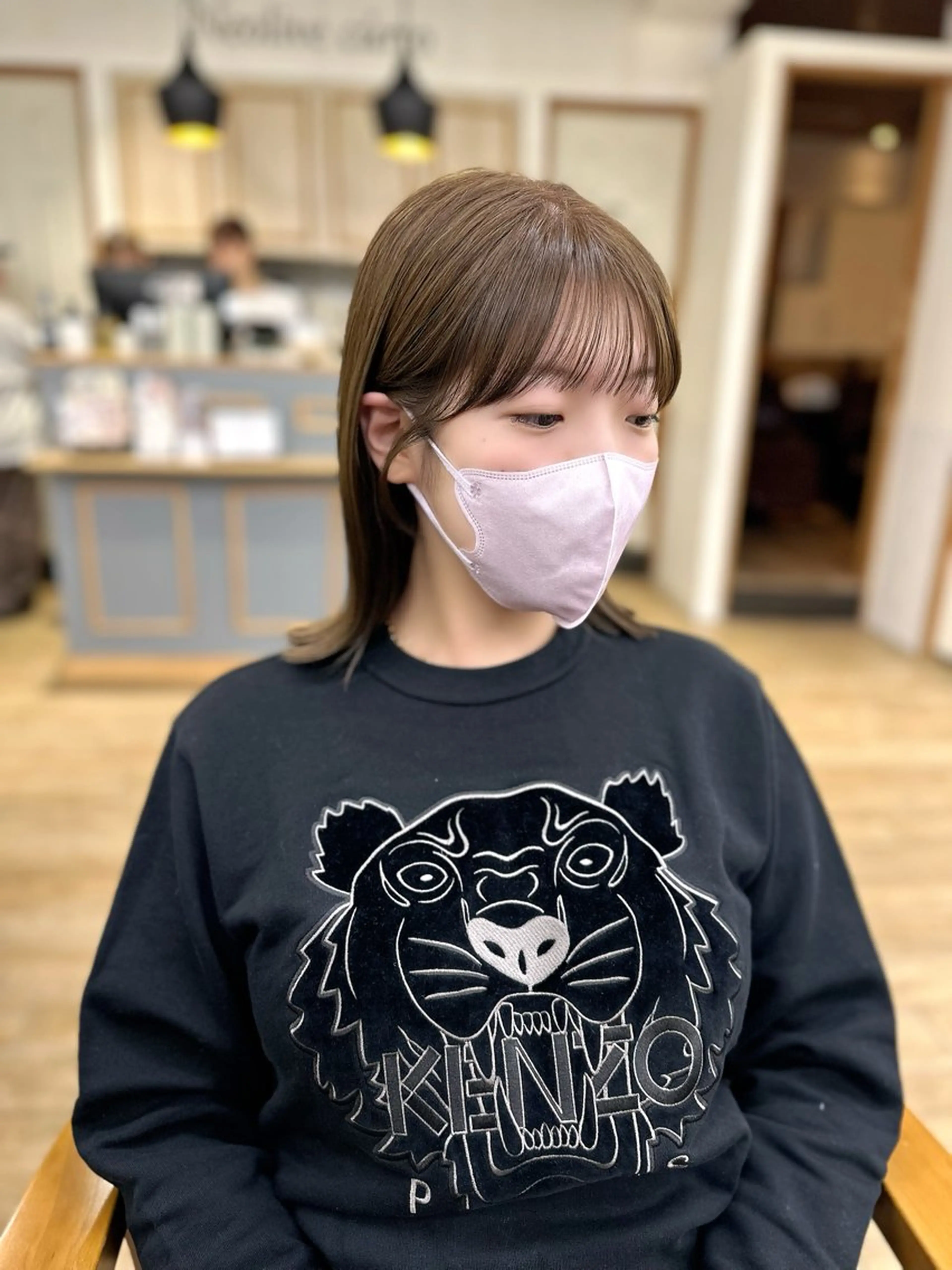 ミディアム カラー パーマ ヘアアレンジ メンズ キッズ レイヤーカット 🌿透け感カラーのヘアスタイル