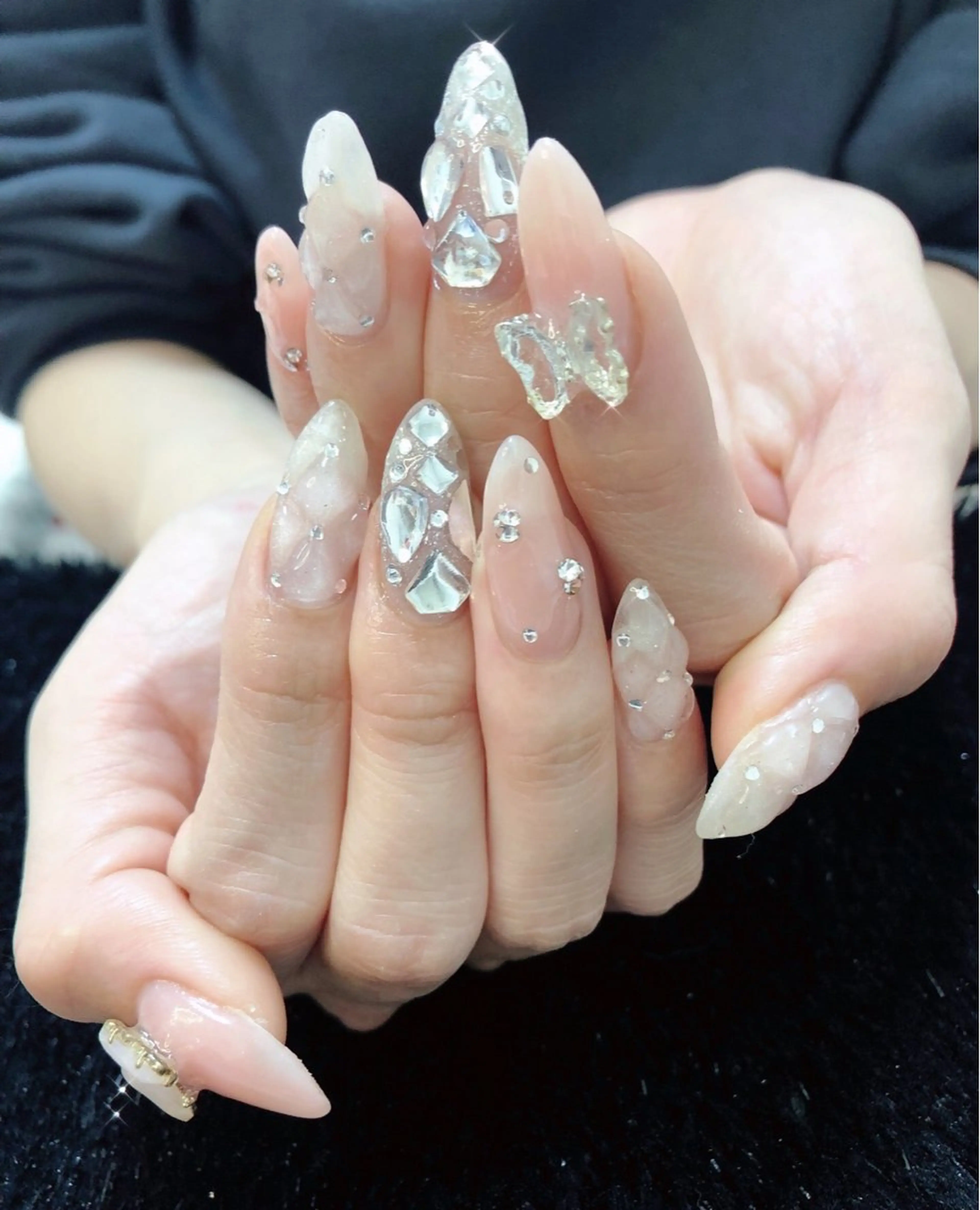 ネイル フレンチネイル ジェルネイル ガラスフレンチ グラデーション ハート 大門浜松町 ネイルのネイルデザイン